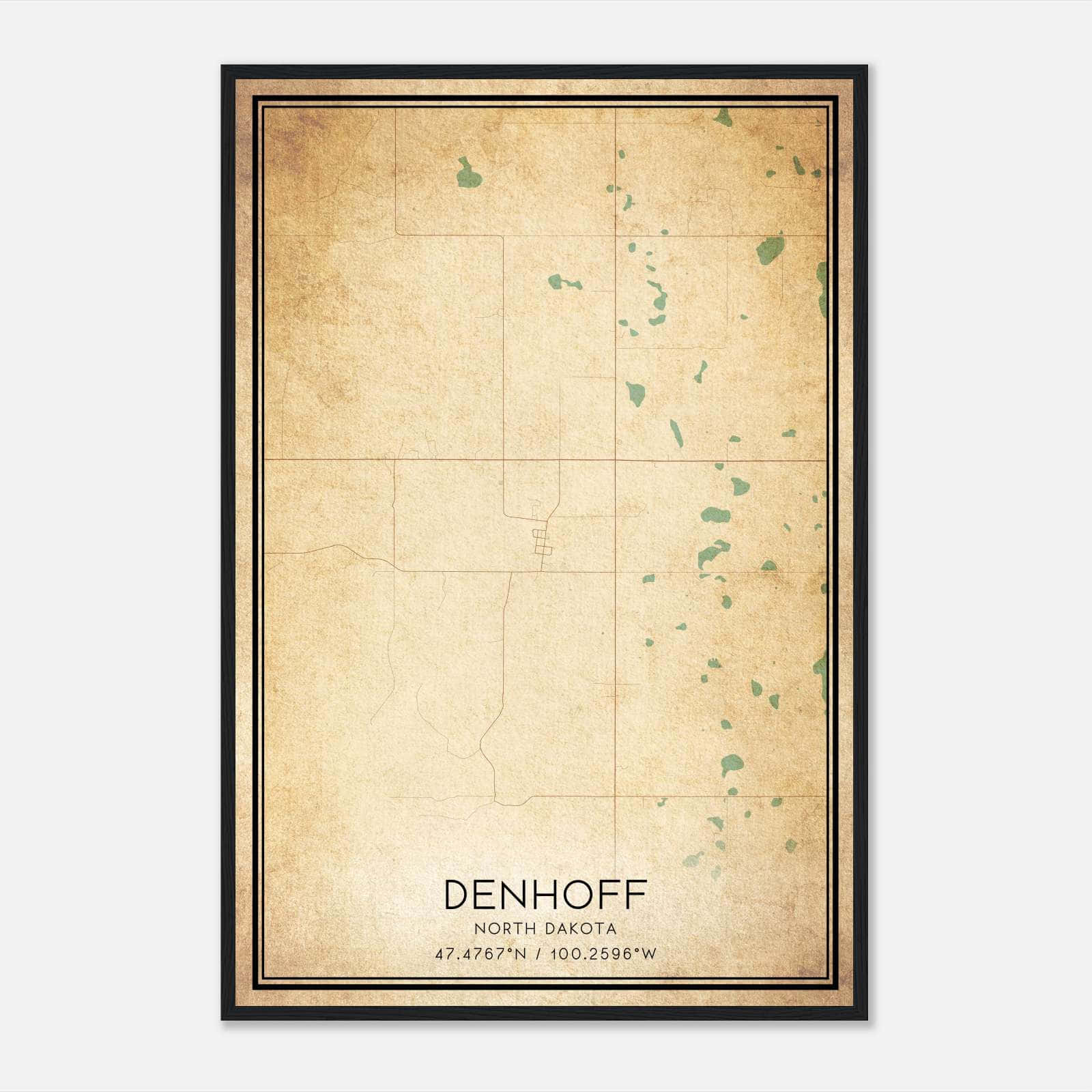 Vintage Denhoff North Dakota Map Poster, Denhoff ND City Road Wall Art Print Vintage Denhoff North Dakota Map Poster, Denhoff ND City Road Wall Art Print
