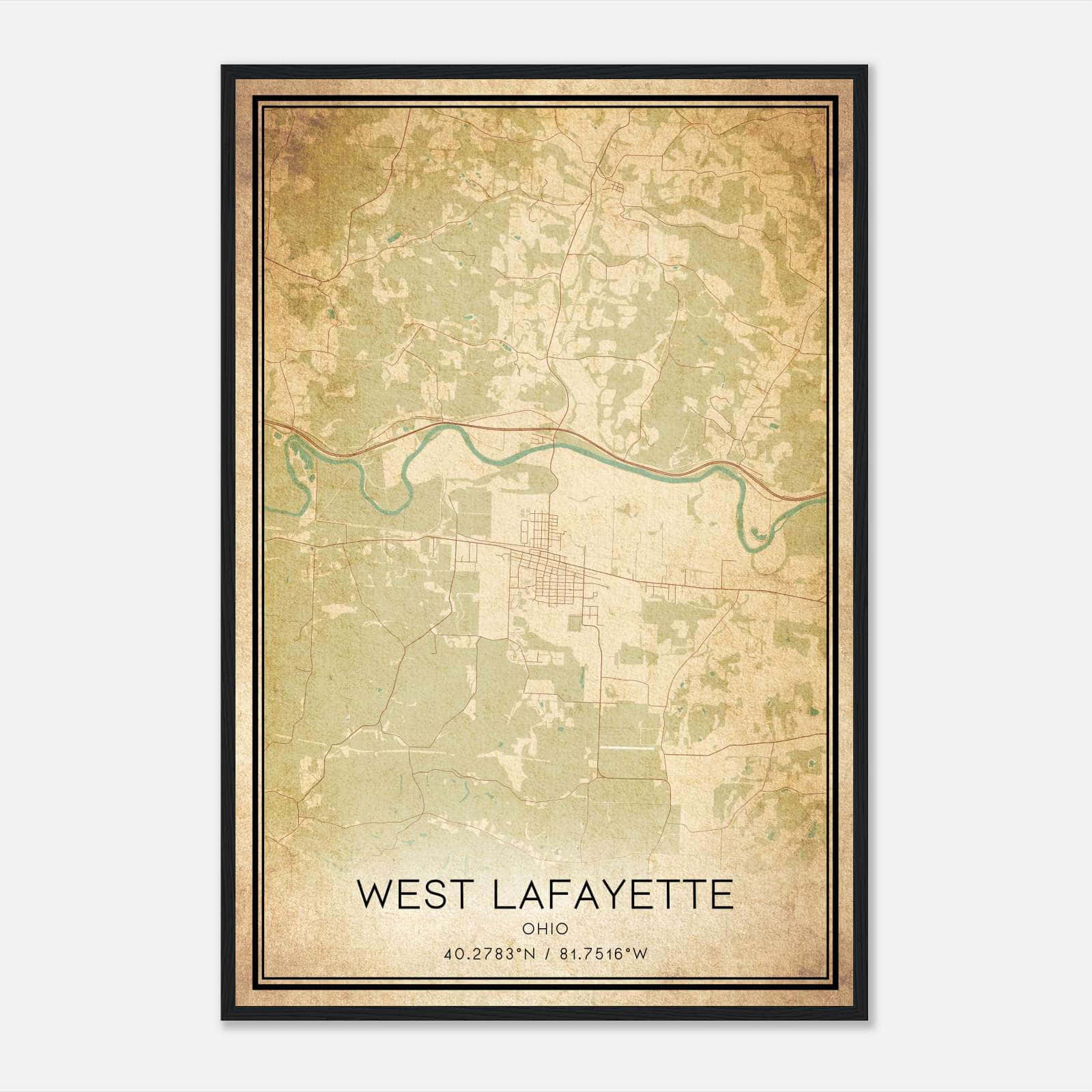 Vintage West Lafayette Ohio Map Poster, West Lafayette OH City Road Wall Art Print Vintage West Lafayette Ohio Map Poster, West Lafayette OH City Road Wall Art Print