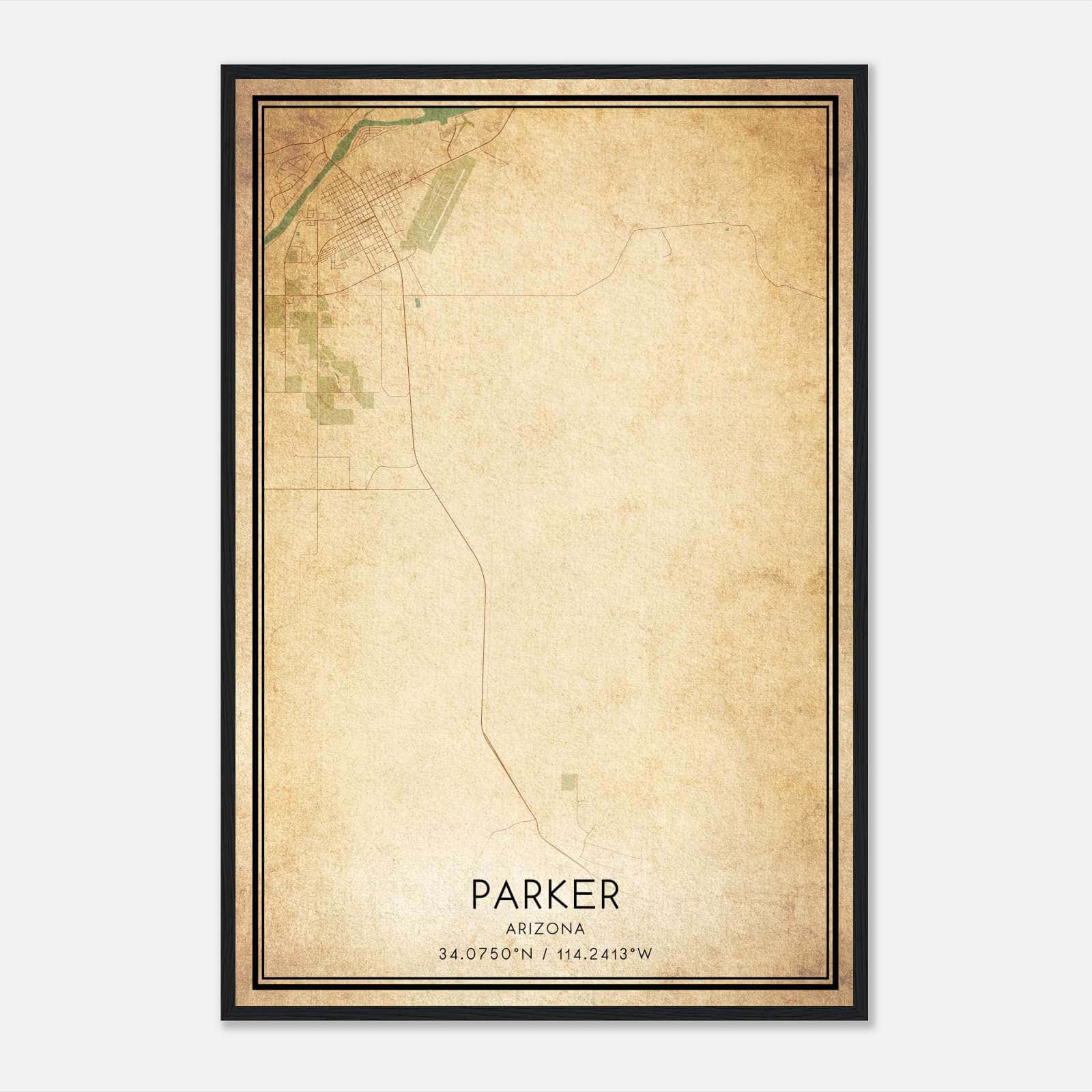 Vintage Parker Arizona Map Poster, Parker AZ City Road Wall Art Print Vintage Parker Arizona Map Poster, Parker AZ City Road Wall Art Print