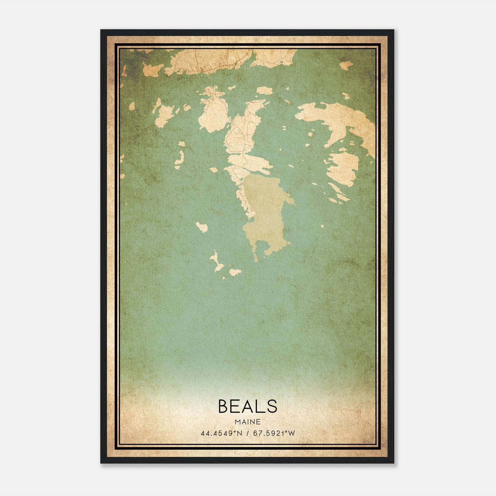 Vintage Beals Maine Map Poster, Beals ME City Road Wall Art Print Vintage Beals Maine Map Poster, Beals ME City Road Wall Art Print