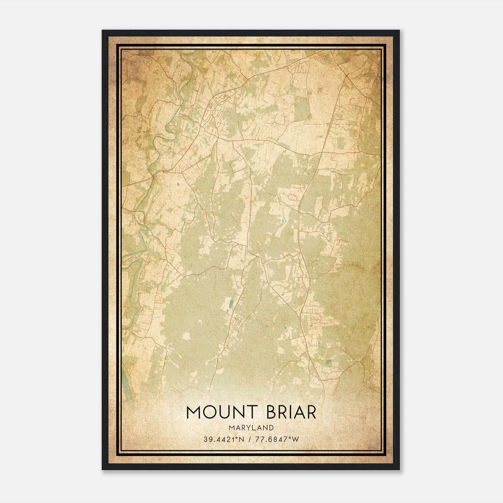 Vintage Mount Briar Maryland Map Poster, Mount Briar MD City Road Wall Art Print Vintage Mount Briar Maryland Map Poster, Mount Briar MD City Road Wall Art Print