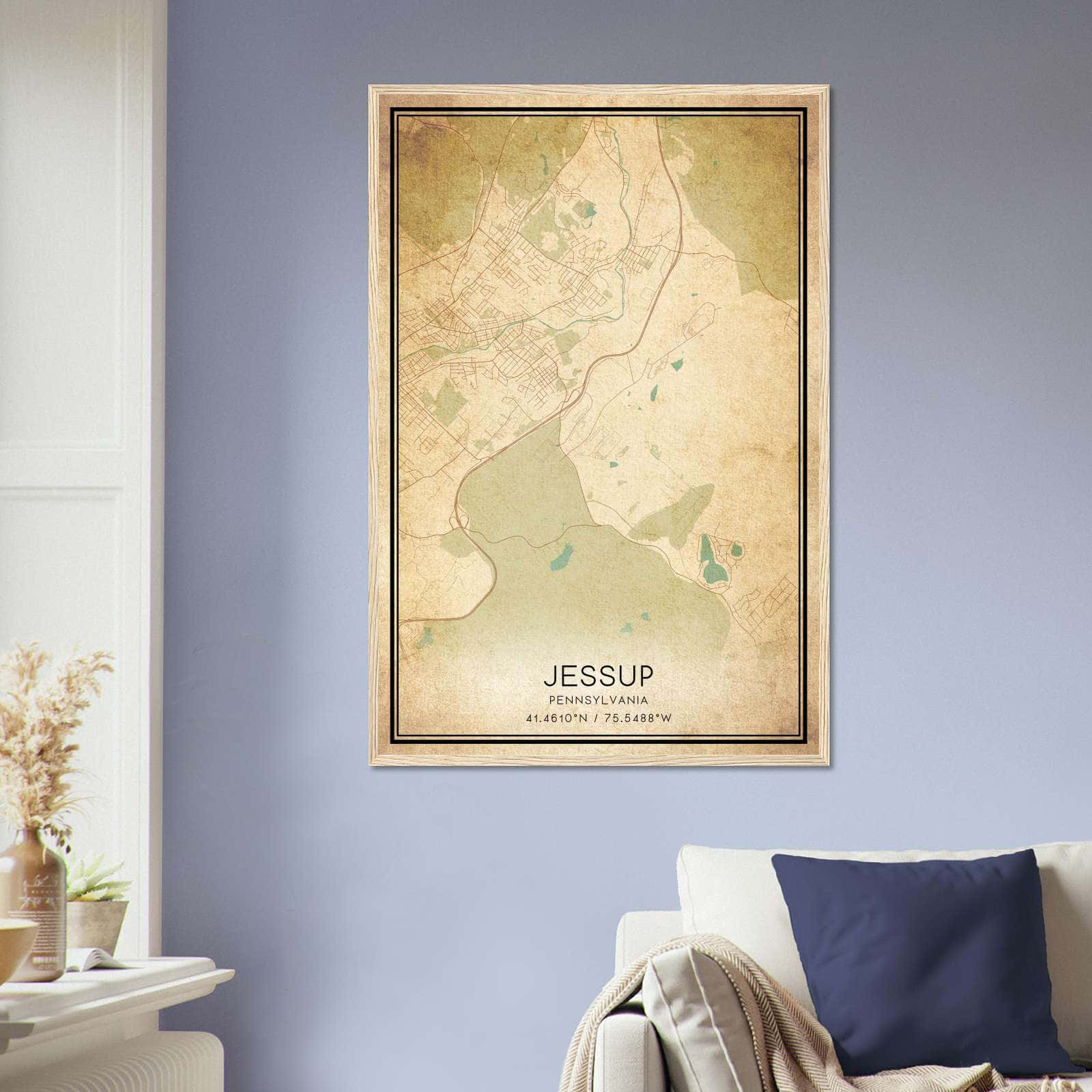Vintage Jessup Pennsylvania Map Poster, Jessup PA City Road Wall Art Print