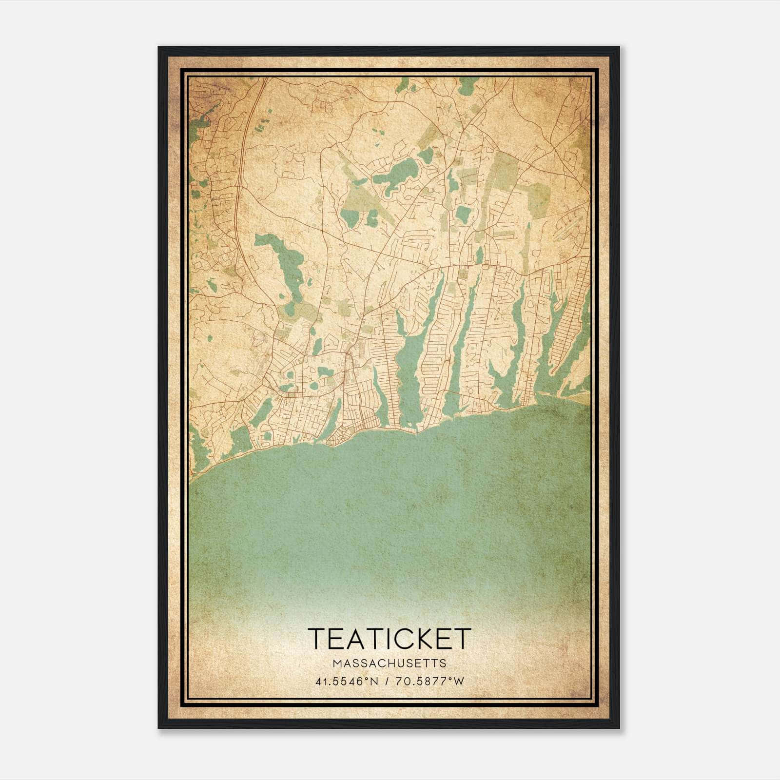 Vintage Teaticket Massachusetts Map Poster, Teaticket MA City Road Wall Art Print Vintage Teaticket Massachusetts Map Poster, Teaticket MA City Road Wall Art Print