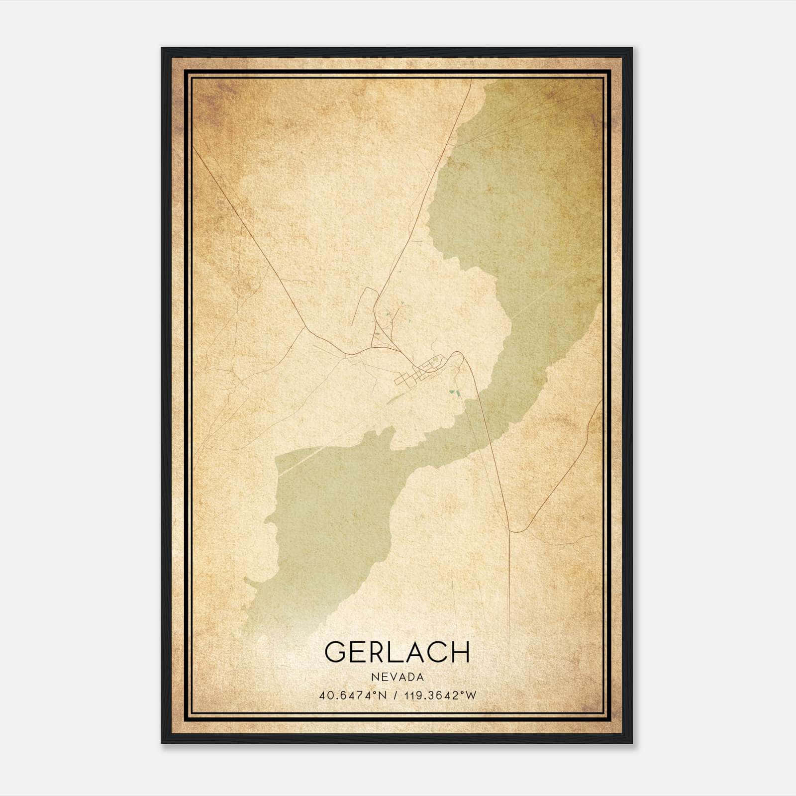 Vintage Gerlach Nevada Map Poster, Gerlach NV City Road Wall Art Print Vintage Gerlach Nevada Map Poster, Gerlach NV City Road Wall Art Print