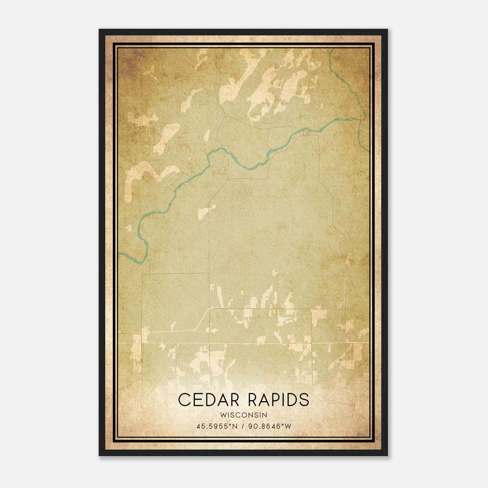 Vintage Cedar Rapids Wisconsin Map Poster, Cedar Rapids WI City Road Wall Art Print Vintage Cedar Rapids Wisconsin Map Poster, Cedar Rapids WI City Road Wall Art Print