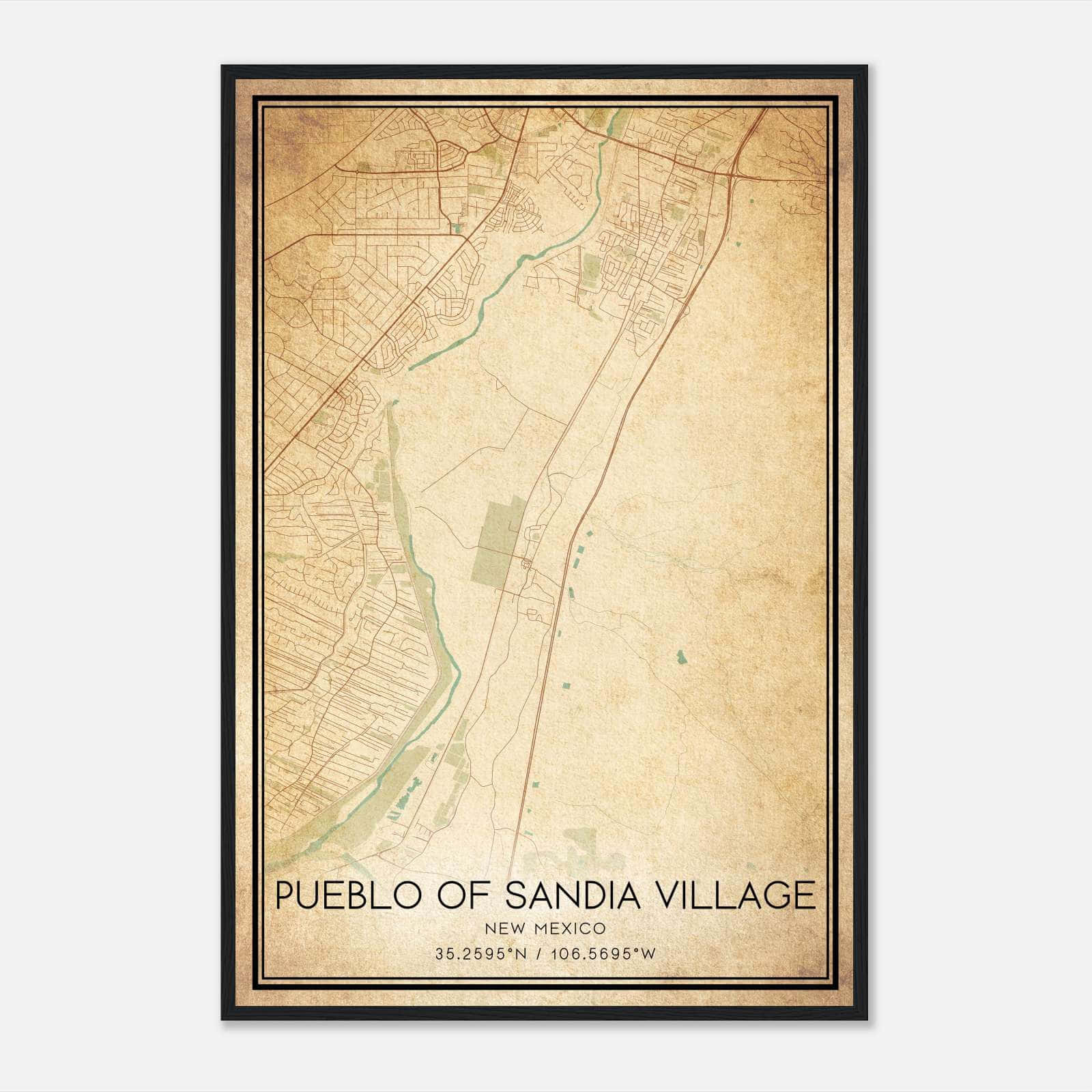Vintage Pueblo Of Sandia Village New Mexico Map Poster, Pueblo Of Sandia Village NM City Road Wall Art Print Vintage Pueblo Of Sandia Village New Mexico Map Poster, Pueblo Of Sandia Village NM City Road Wall Art Print