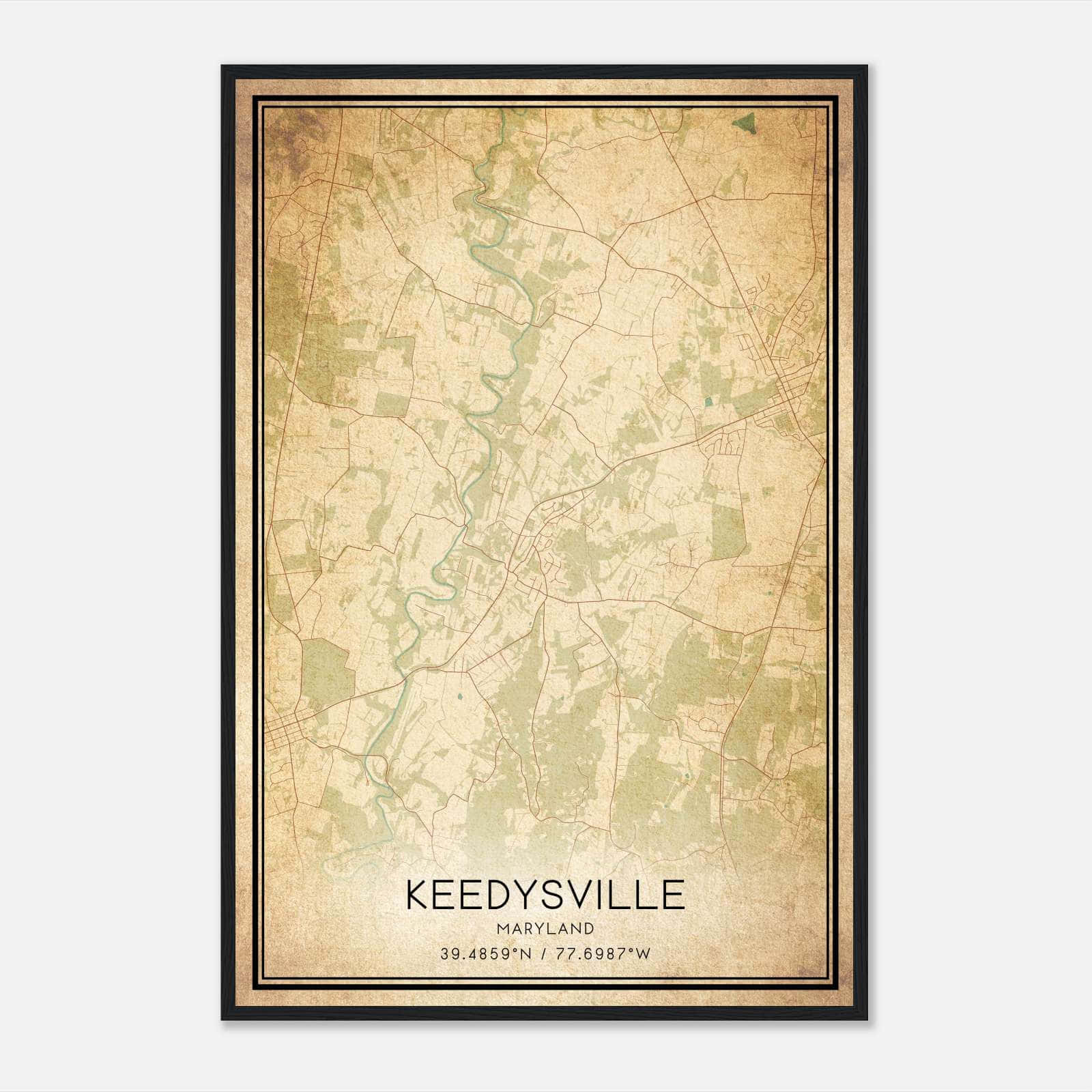 Vintage Keedysville Maryland Map Poster, Keedysville MD City Road Wall Art Print Vintage Keedysville Maryland Map Poster, Keedysville MD City Road Wall Art Print