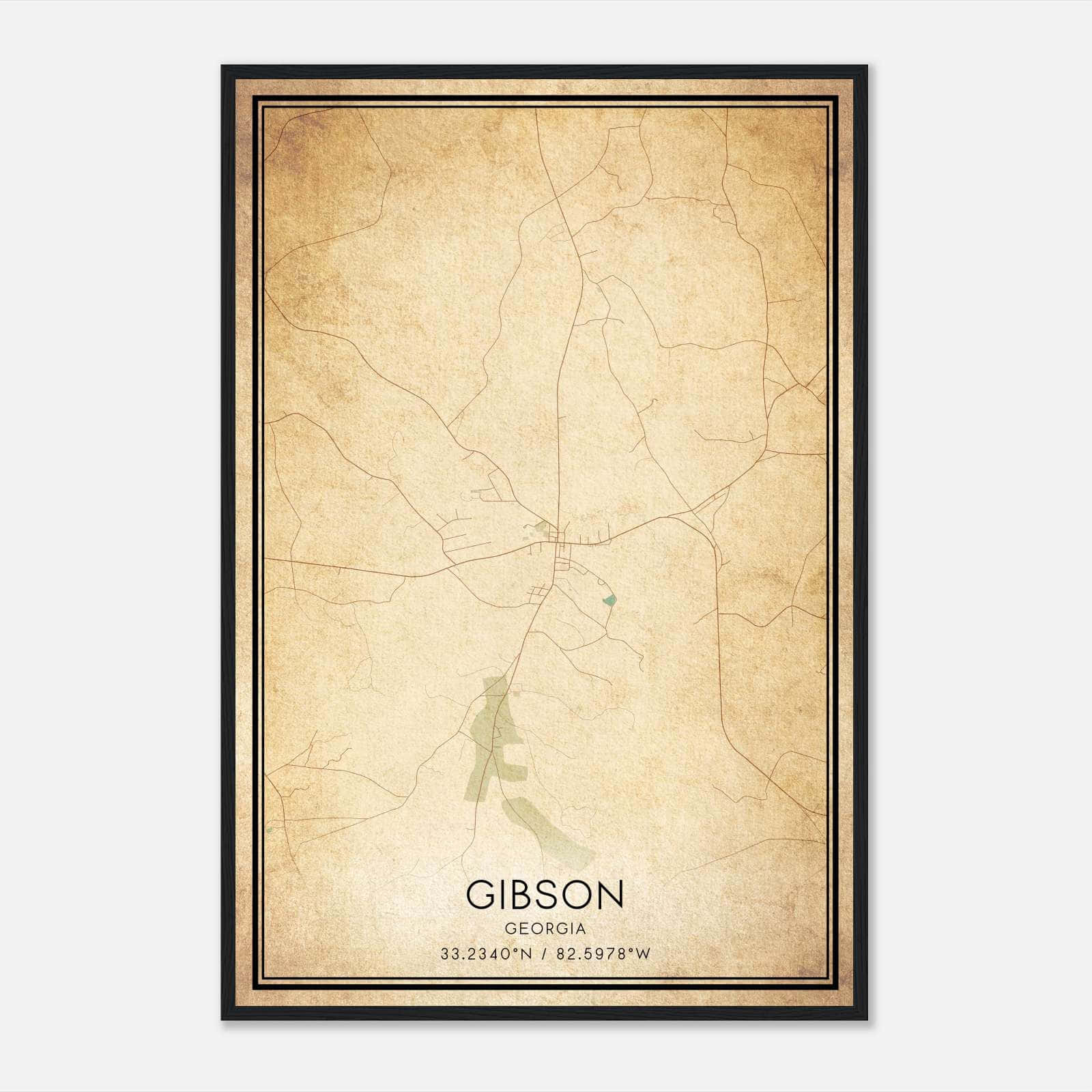 Vintage Gibson Georgia Map Poster, Gibson GA City Road Wall Art Print Vintage Gibson Georgia Map Poster, Gibson GA City Road Wall Art Print