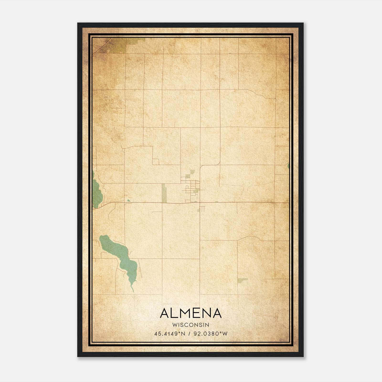Vintage Almena Wisconsin Map Poster, Almena WI City Road Wall Art Print Vintage Almena Wisconsin Map Poster, Almena WI City Road Wall Art Print