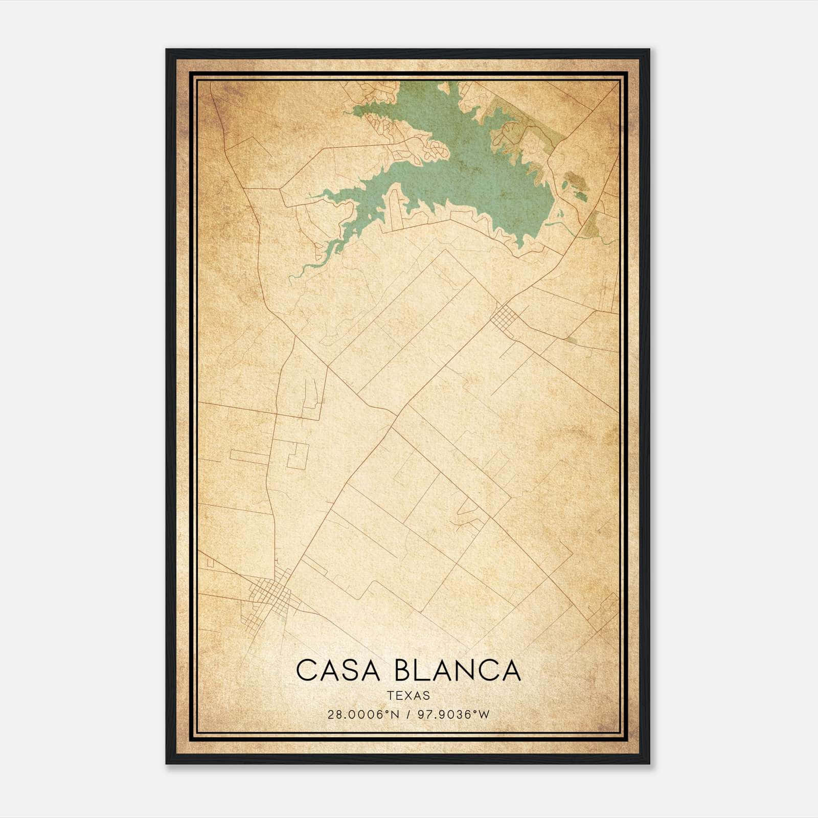 Vintage Casa Blanca Texas Map Poster, Casa Blanca TX City Road Wall Art Print Vintage Casa Blanca Texas Map Poster, Casa Blanca TX City Road Wall Art Print