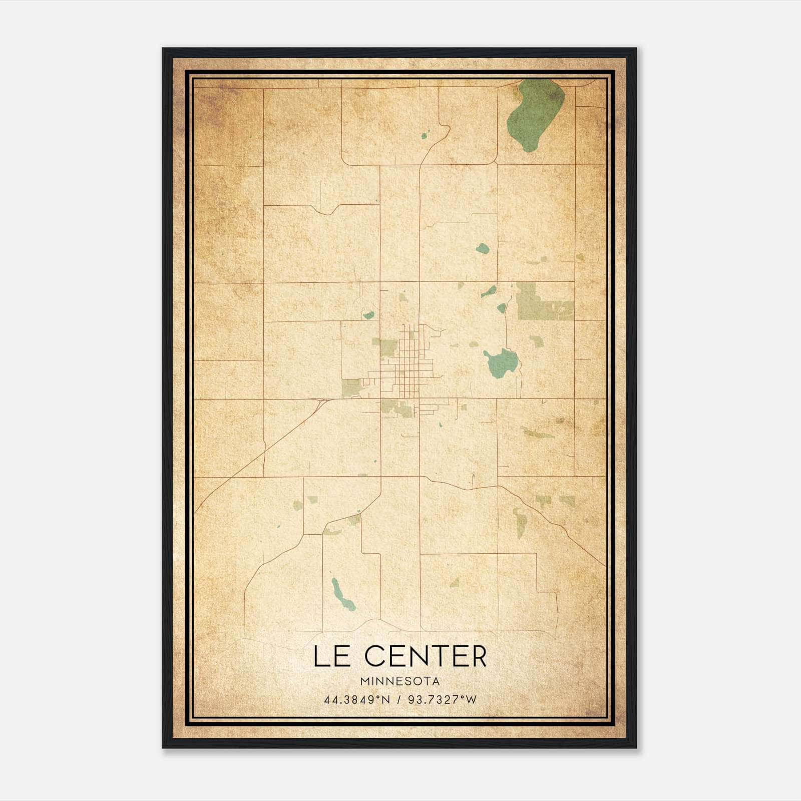 Vintage Le Center Minnesota Map Poster, Le Center MN City Road Wall Art Print Vintage Le Center Minnesota Map Poster, Le Center MN City Road Wall Art Print