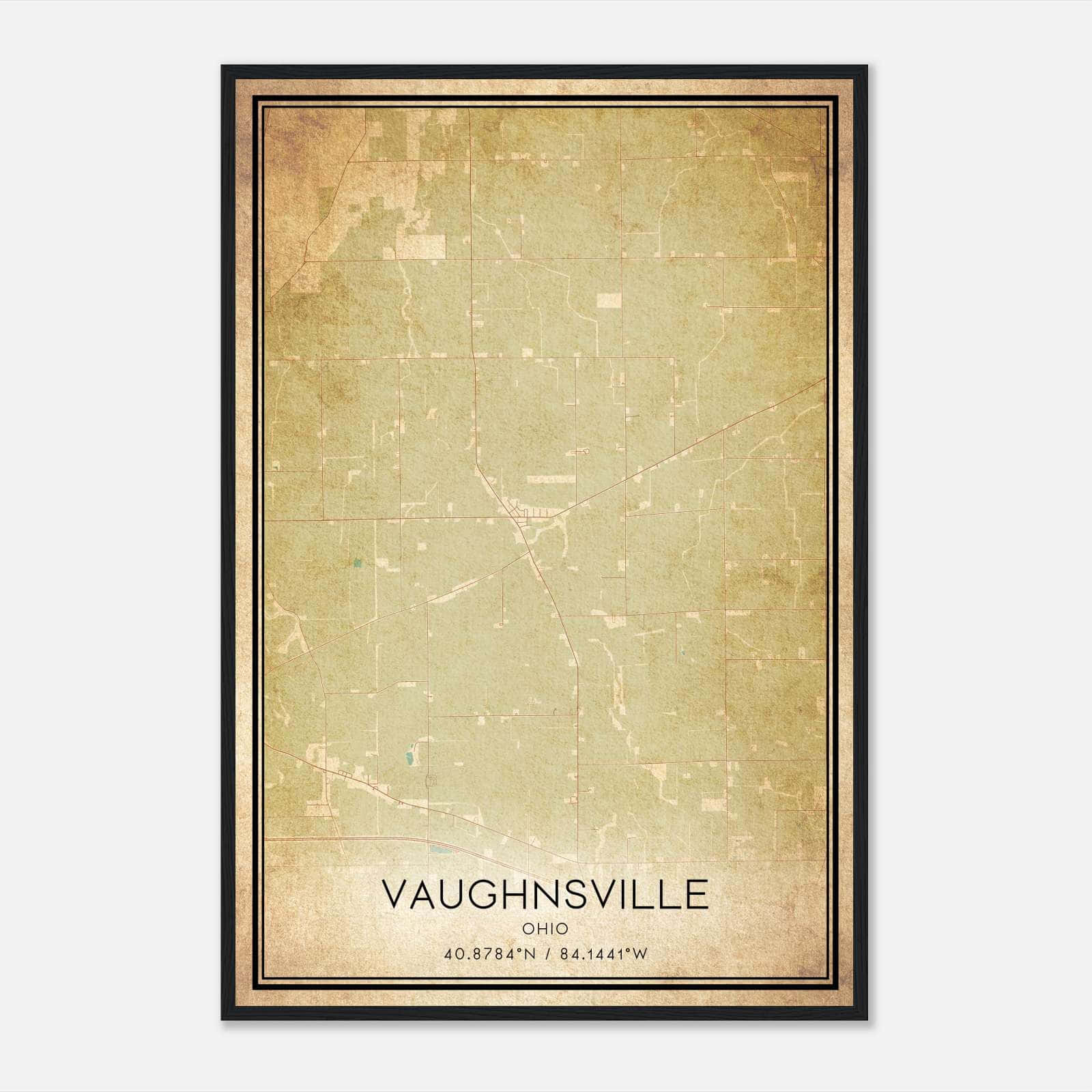 Vintage Vaughnsville Ohio Map Poster, Vaughnsville OH City Road Wall Art Print Vintage Vaughnsville Ohio Map Poster, Vaughnsville OH City Road Wall Art Print