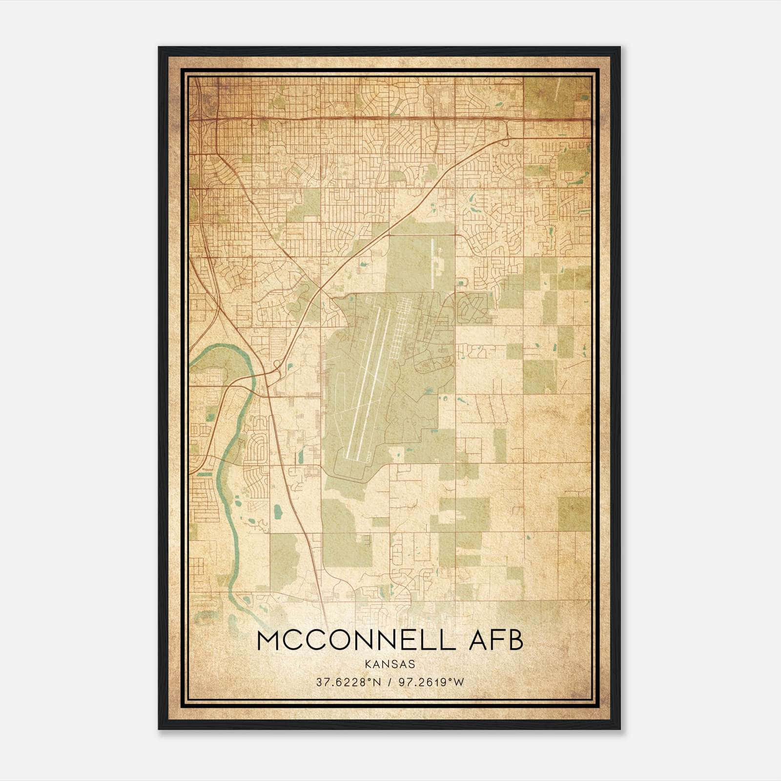 Vintage Mcconnell Afb Kansas Map Poster, Mcconnell Afb KS City Road Wall Art Print Vintage Mcconnell Afb Kansas Map Poster, Mcconnell Afb KS City Road Wall Art Print