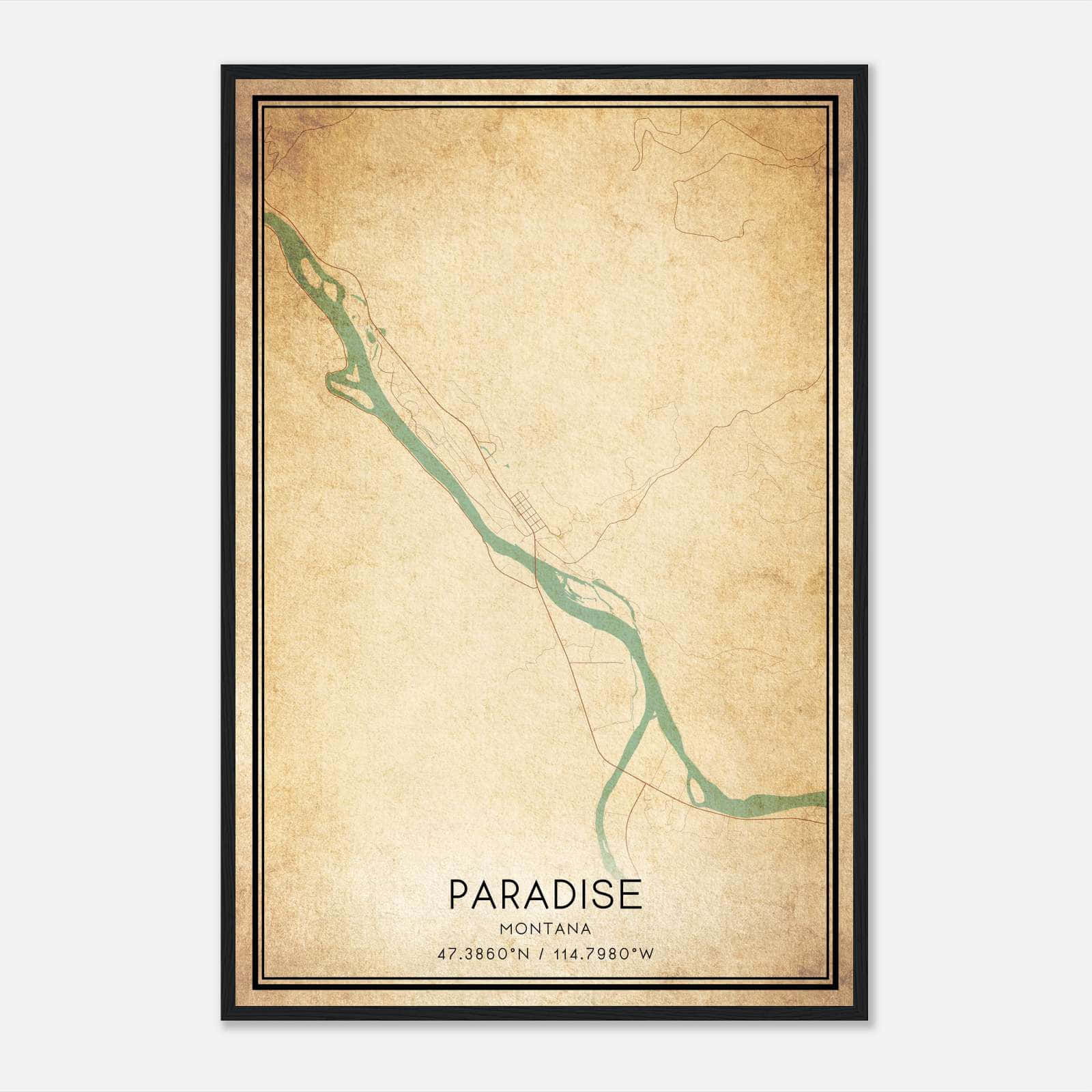 Vintage Paradise Montana Map Poster, Paradise MT City Road Wall Art Print Vintage Paradise Montana Map Poster, Paradise MT City Road Wall Art Print