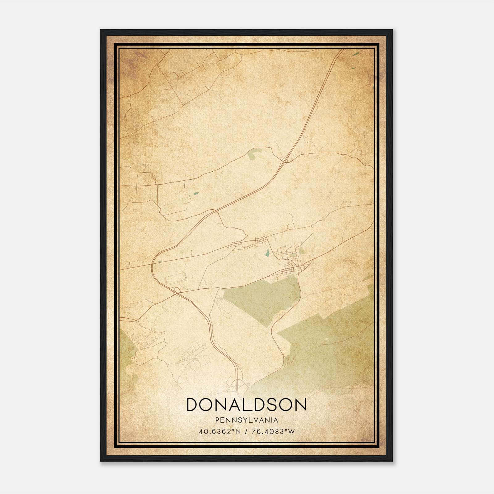 Vintage Donaldson Pennsylvania Map Poster, Donaldson PA City Road Wall Art Print Vintage Donaldson Pennsylvania Map Poster, Donaldson PA City Road Wall Art Print