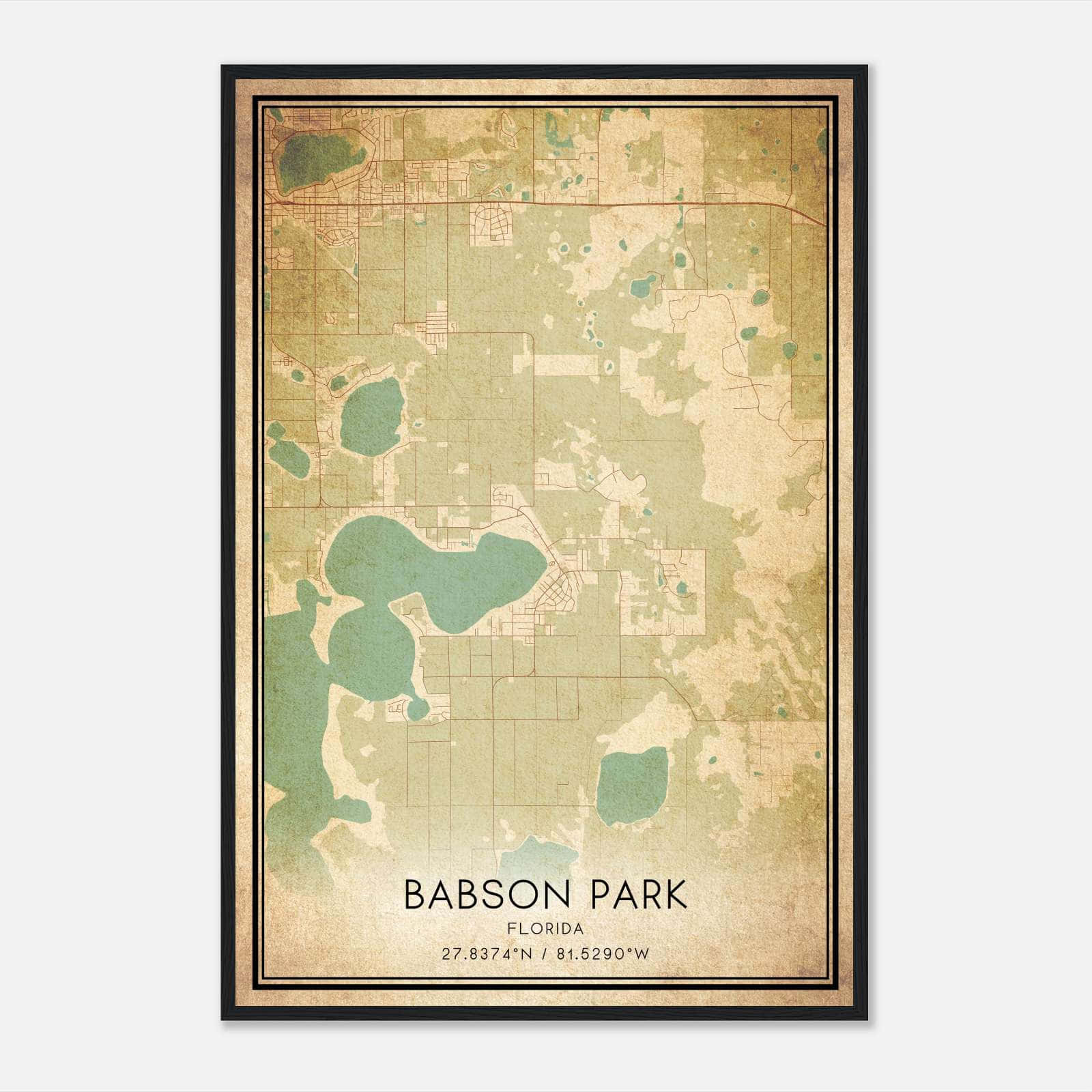Vintage Babson Park Florida Map Poster, Babson Park FL City Road Wall Art Print Vintage Babson Park Florida Map Poster, Babson Park FL City Road Wall Art Print