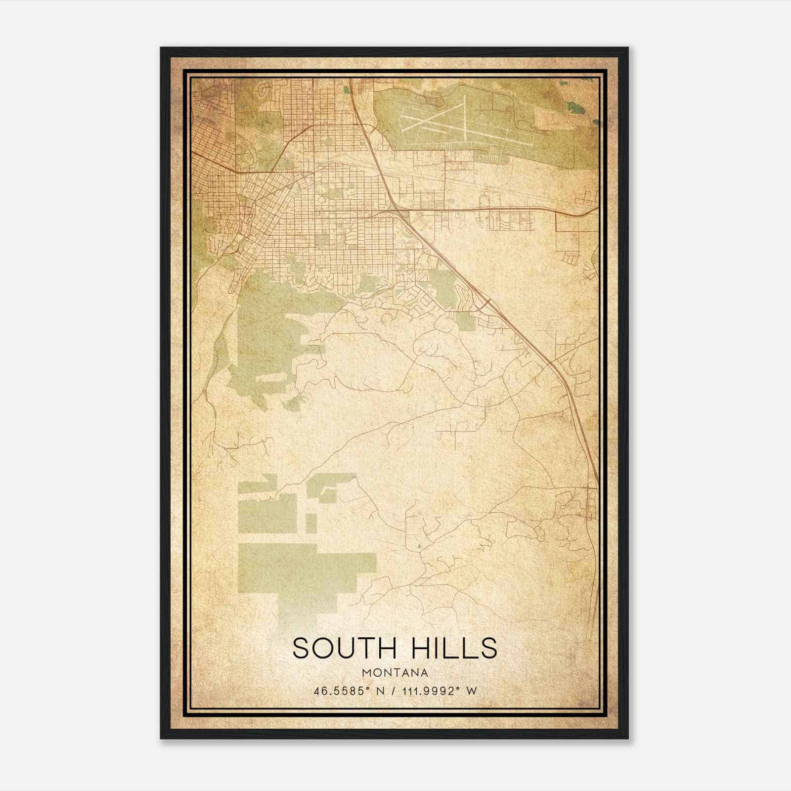 Vintage South Hills Montana Map Poster, South Hills MT City Road Wall Art Print Vintage South Hills Montana Map Poster, South Hills MT City Road Wall Art Print