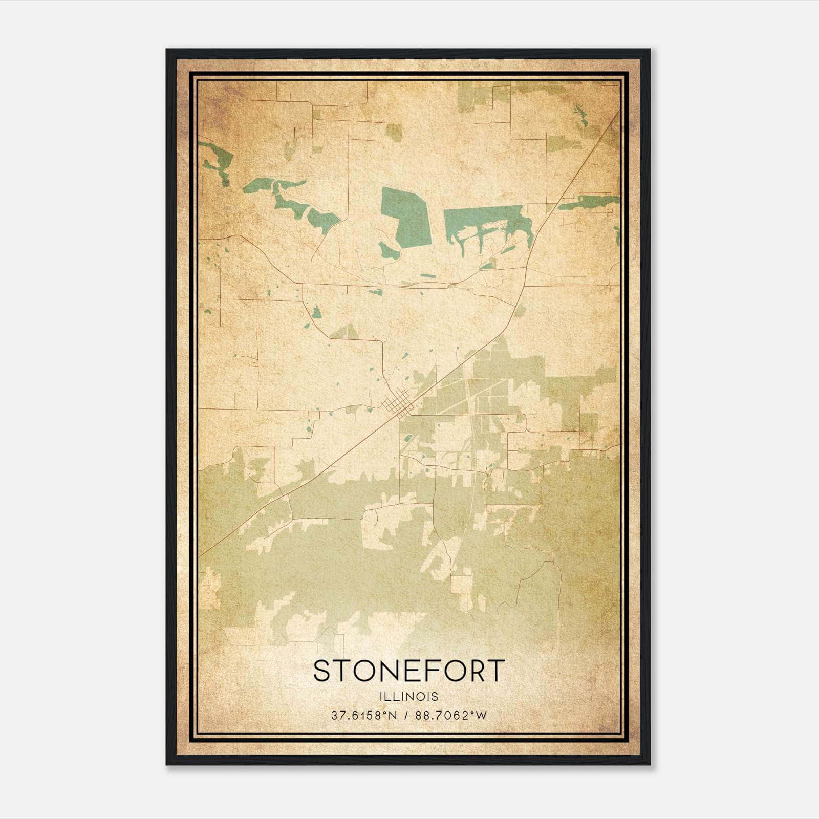 Vintage Stonefort Illinois Map Poster, Stonefort IL City Road Wall Art Print Vintage Stonefort Illinois Map Poster, Stonefort IL City Road Wall Art Print