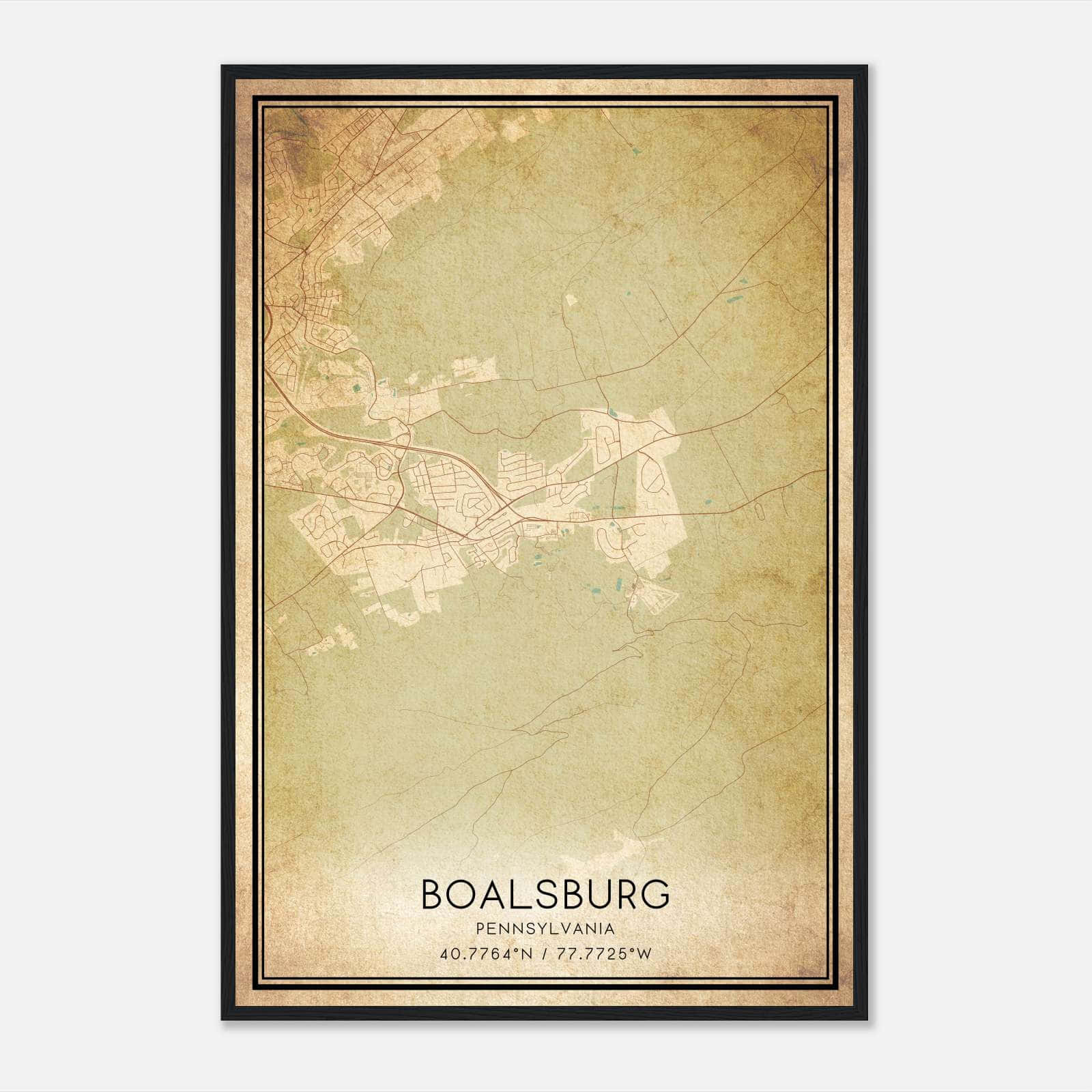 Vintage Boalsburg Pennsylvania Map Poster, Boalsburg PA City Road Wall Art Print Vintage Boalsburg Pennsylvania Map Poster, Boalsburg PA City Road Wall Art Print