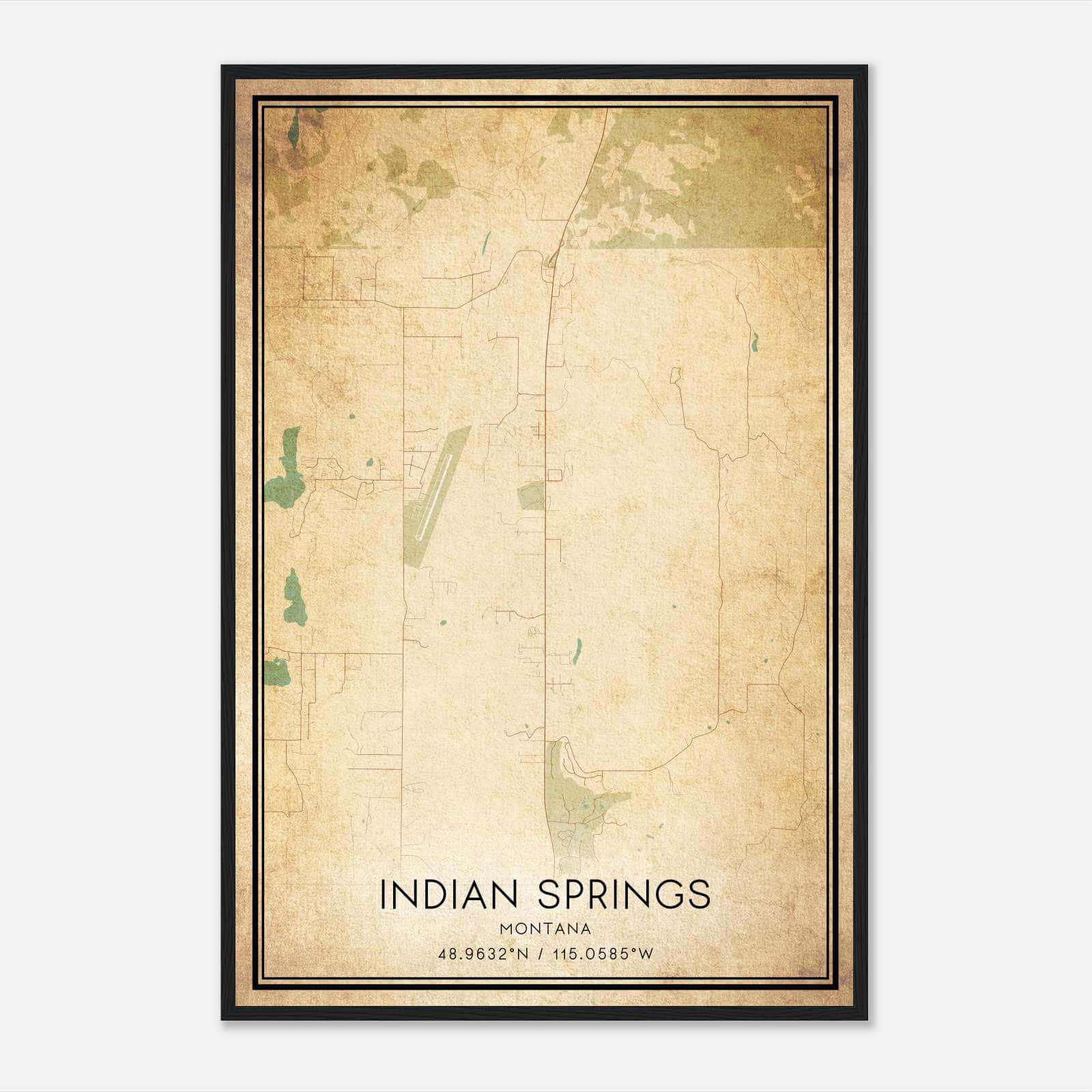 Vintage Indian Springs Montana Map Poster, Indian Springs MT City Road Wall Art Print Vintage Indian Springs Montana Map Poster, Indian Springs MT City Road Wall Art Print