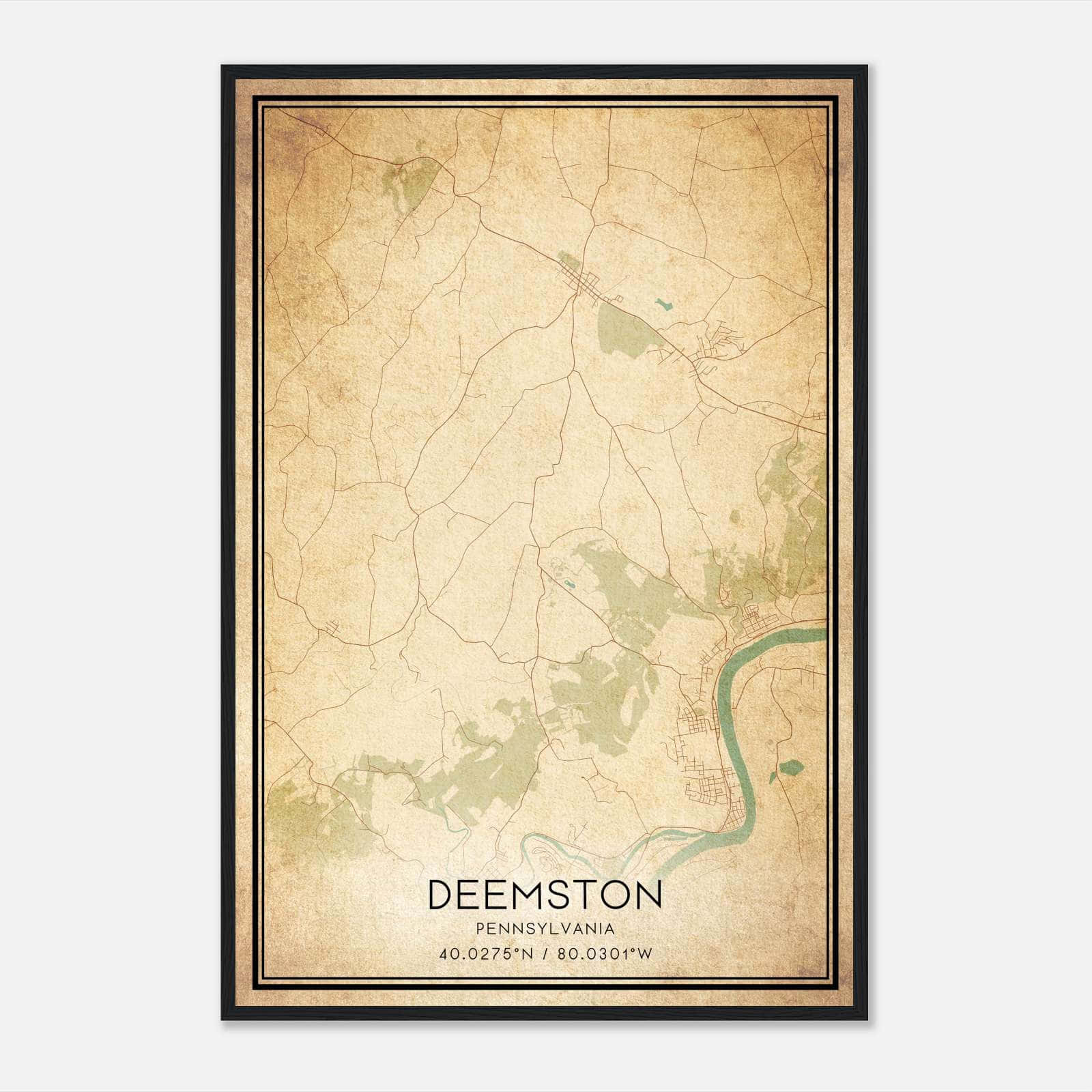 Vintage Deemston Pennsylvania Map Poster, Deemston PA City Road Wall Art Print Vintage Deemston Pennsylvania Map Poster, Deemston PA City Road Wall Art Print