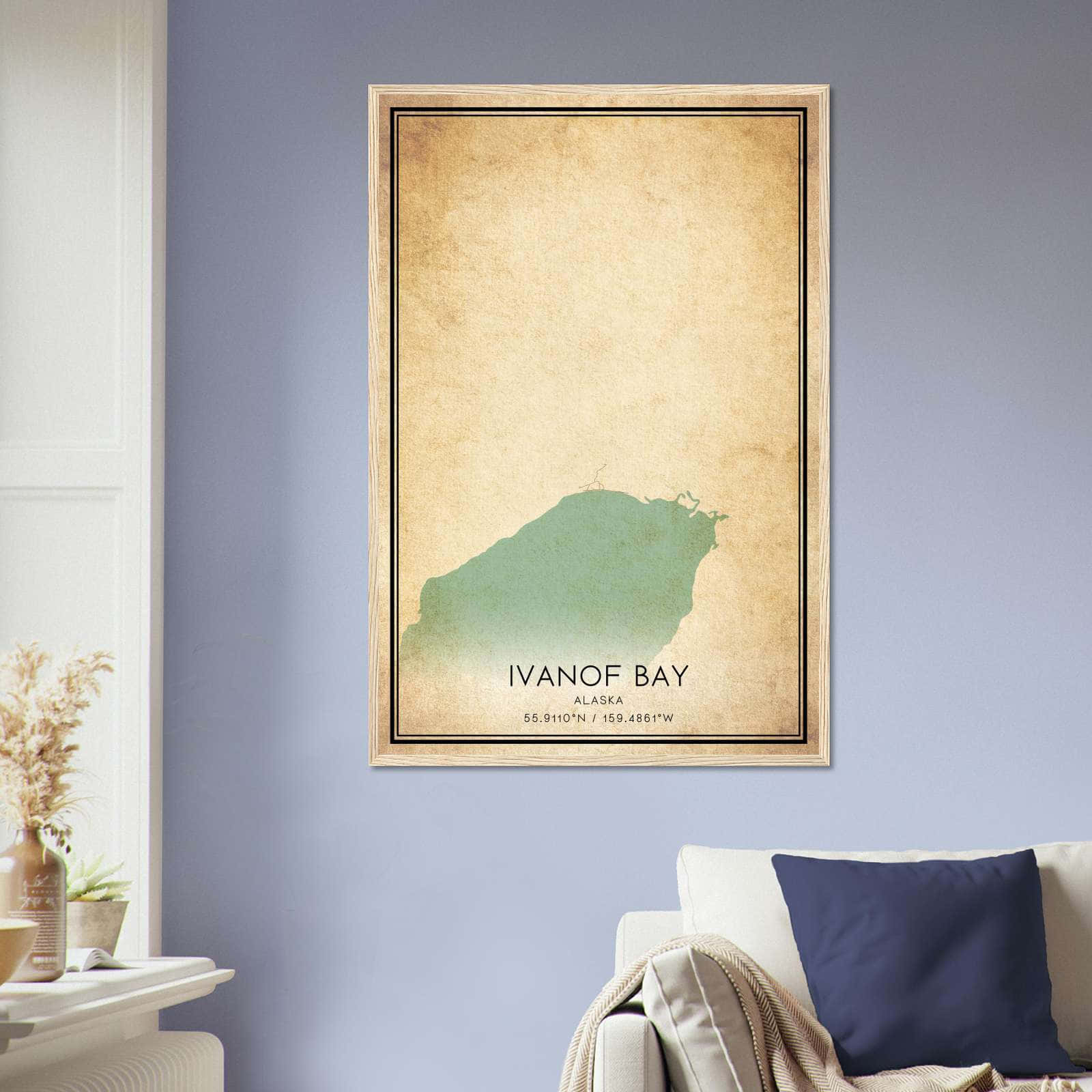 Vintage Ivanof Bay Alaska Map Poster, Ivanof Bay AK City Road Wall Art Print