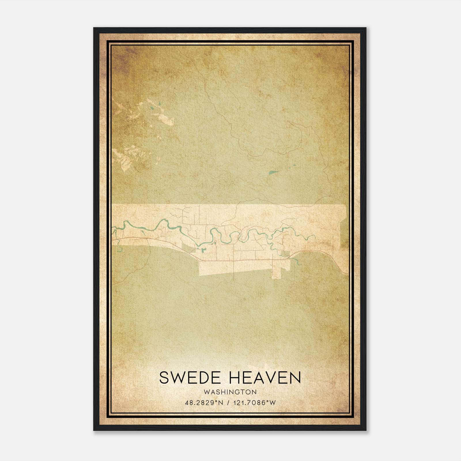 Vintage Swede Heaven Washington Map Poster, Swede Heaven WA City Road Wall Art Print Vintage Swede Heaven Washington Map Poster, Swede Heaven WA City Road Wall Art Print
