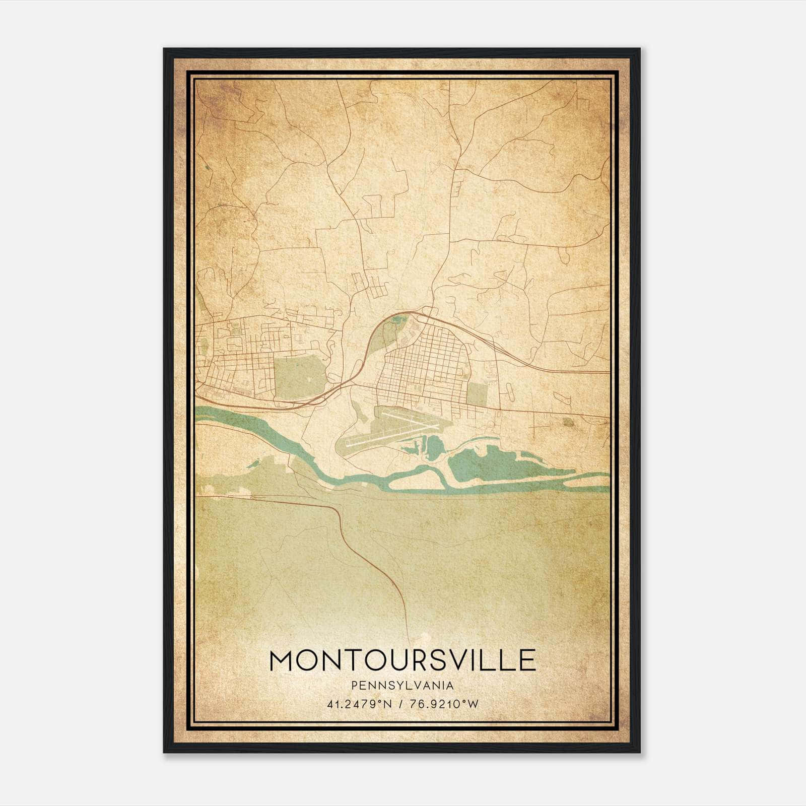 Vintage Montoursville Pennsylvania Map Poster, Montoursville PA City Road Wall Art Print Vintage Montoursville Pennsylvania Map Poster, Montoursville PA City Road Wall Art Print