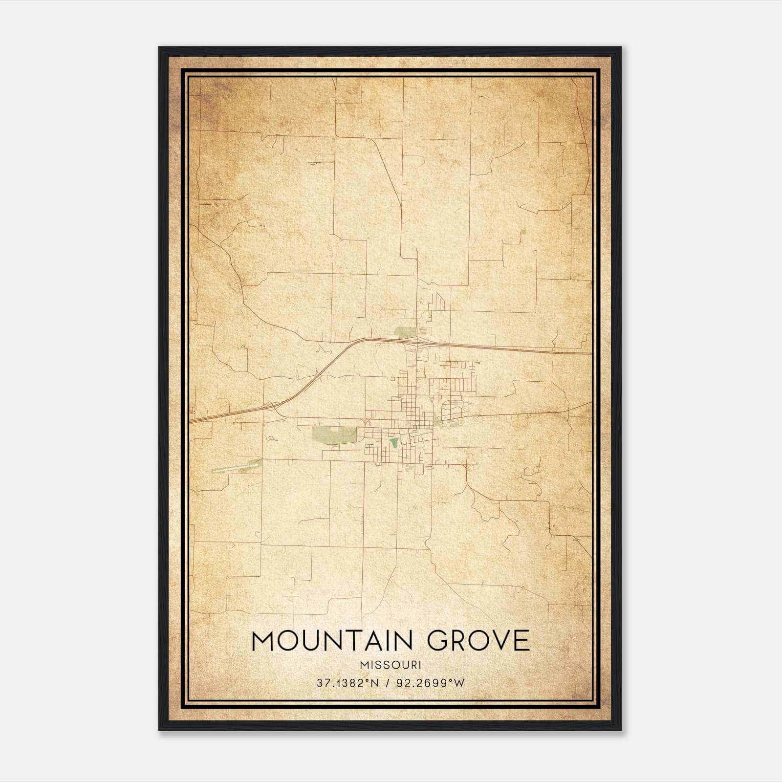 Vintage Mountain Grove Missouri Map Poster, Mountain Grove MO City Road Wall Art Print Vintage Mountain Grove Missouri Map Poster, Mountain Grove MO City Road Wall Art Print