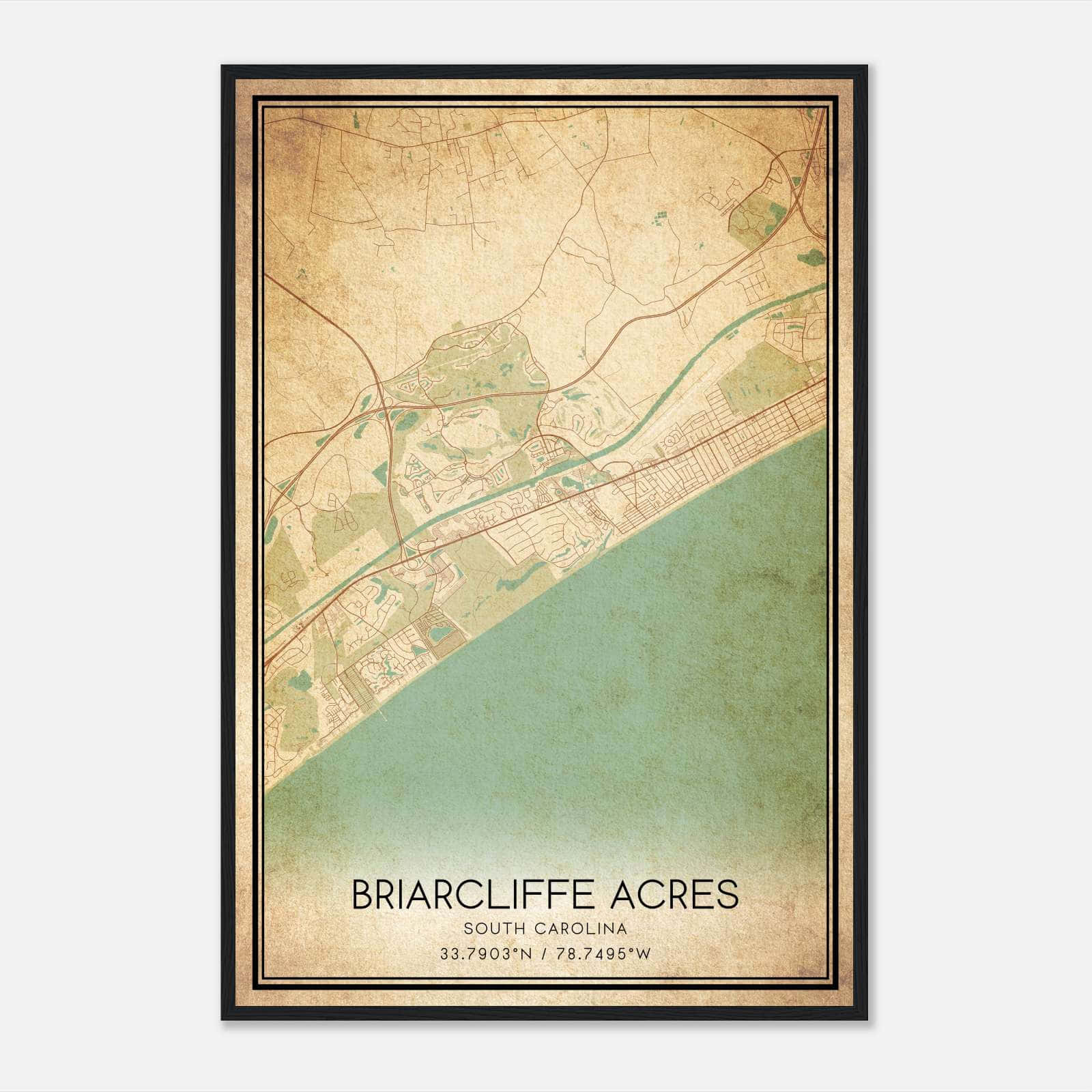 Vintage Briarcliffe Acres South Carolina Map Poster, Briarcliffe Acres SC City Road Wall Art Print Vintage Briarcliffe Acres South Carolina Map Poster, Briarcliffe Acres SC City Road Wall Art Print