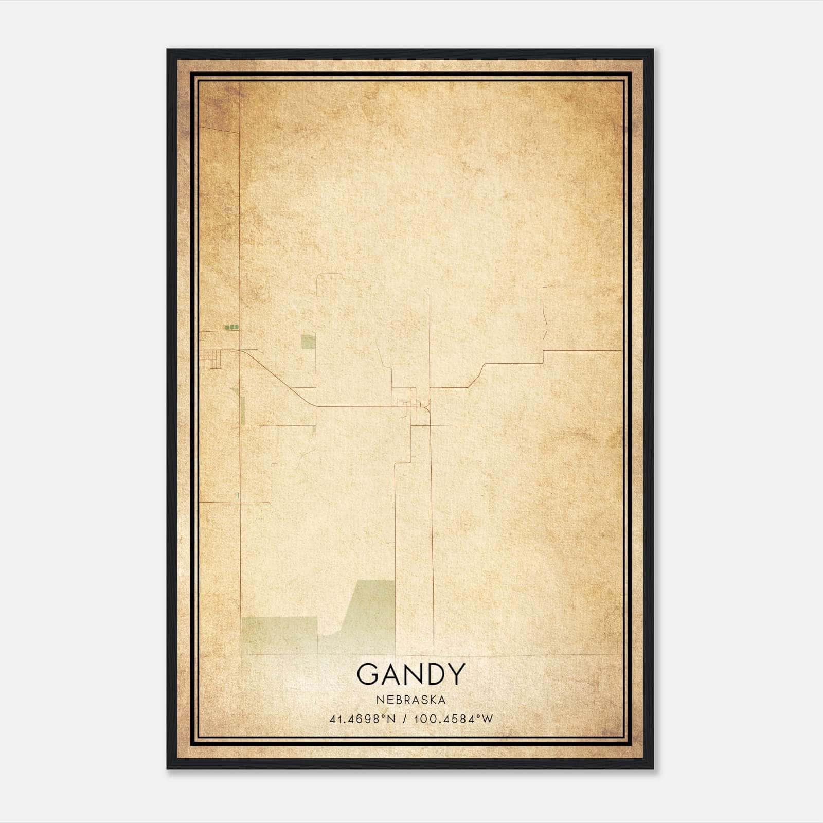 Vintage Gandy Nebraska Map Poster, Gandy NE City Road Wall Art Print Vintage Gandy Nebraska Map Poster, Gandy NE City Road Wall Art Print