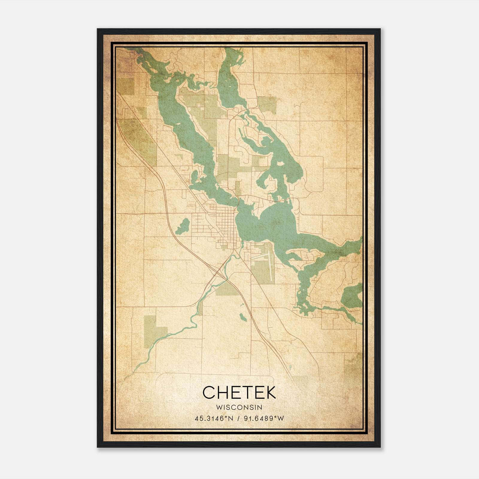 Vintage Chetek Wisconsin Map Poster, Chetek WI City Road Wall Art Print Vintage Chetek Wisconsin Map Poster, Chetek WI City Road Wall Art Print