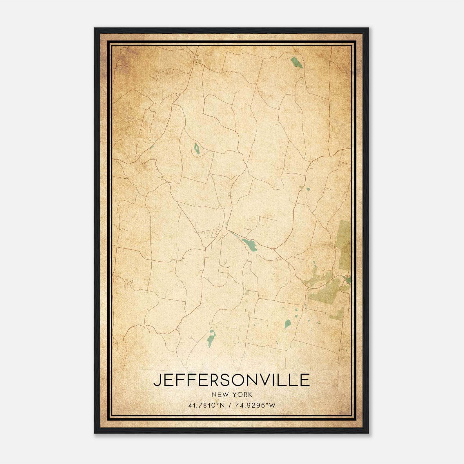 Vintage Jeffersonville New York Map Poster, Jeffersonville NY City Road Wall Art Print Vintage Jeffersonville New York Map Poster, Jeffersonville NY City Road Wall Art Print