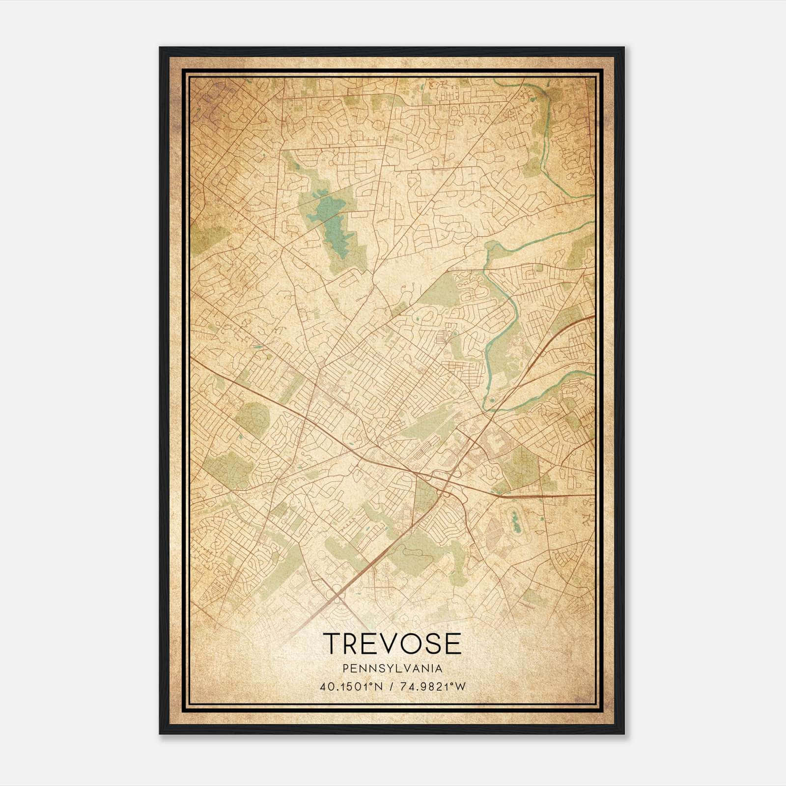 Vintage Trevose Pennsylvania Map Poster, Trevose PA City Road Wall Art Print Vintage Trevose Pennsylvania Map Poster, Trevose PA City Road Wall Art Print