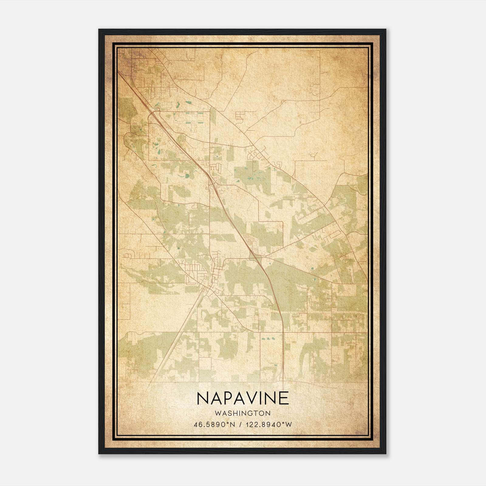 Vintage Napavine Washington Map Poster, Napavine WA City Road Wall Art Print Vintage Napavine Washington Map Poster, Napavine WA City Road Wall Art Print