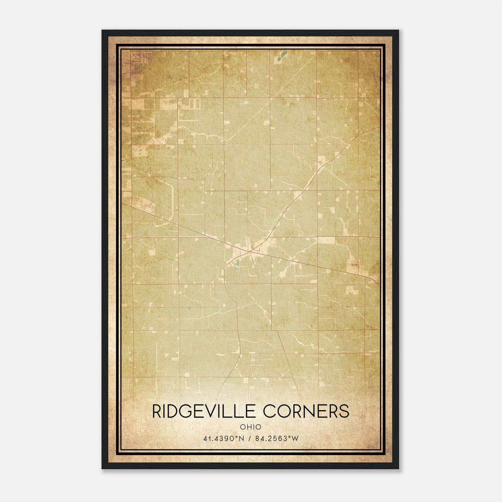 Vintage Ridgeville Corners Ohio Map Poster, Ridgeville Corners OH City Road Wall Art Print Vintage Ridgeville Corners Ohio Map Poster, Ridgeville Corners OH City Road Wall Art Print