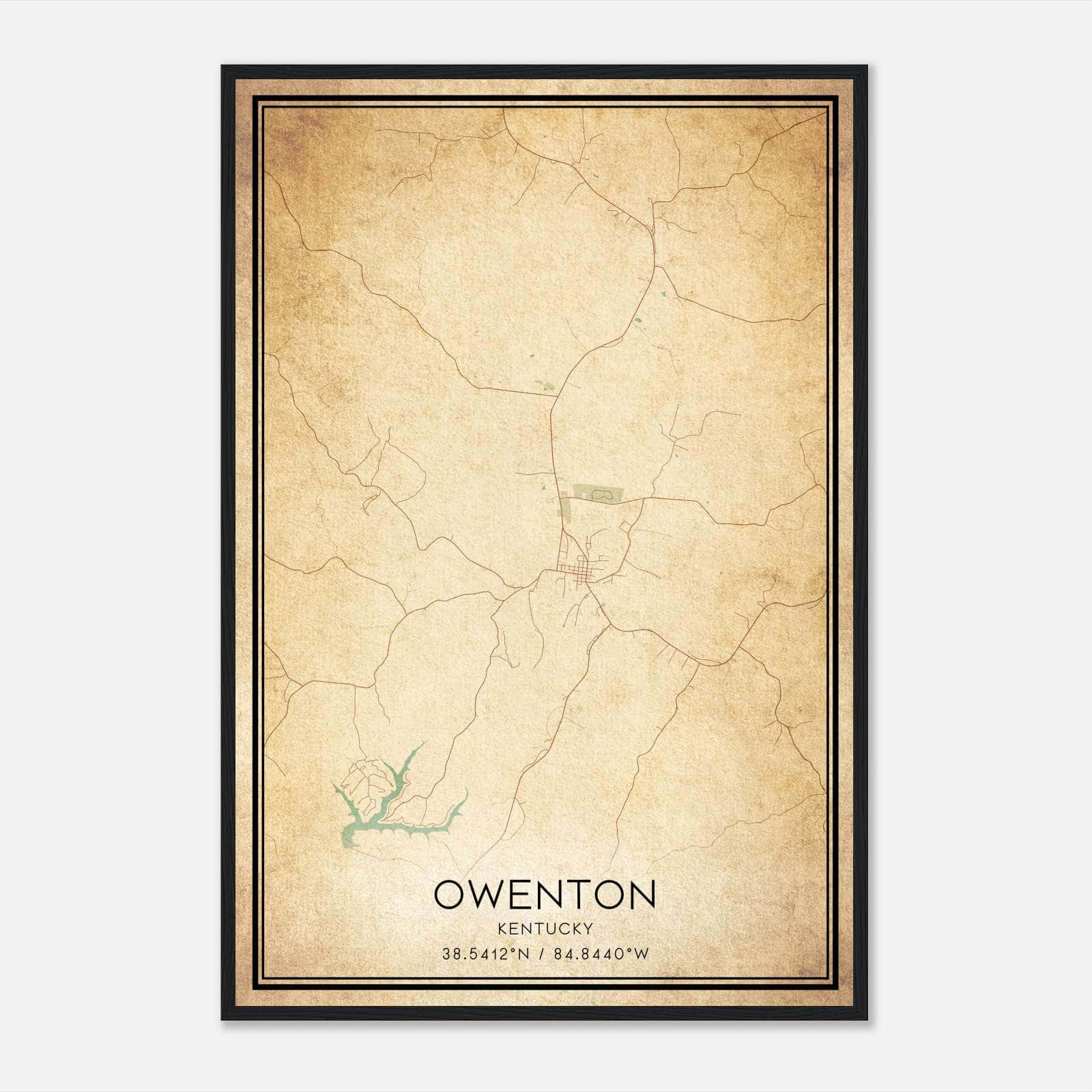 Vintage Owenton Kentucky Map Poster, Owenton KY City Road Wall Art Print Vintage Owenton Kentucky Map Poster, Owenton KY City Road Wall Art Print