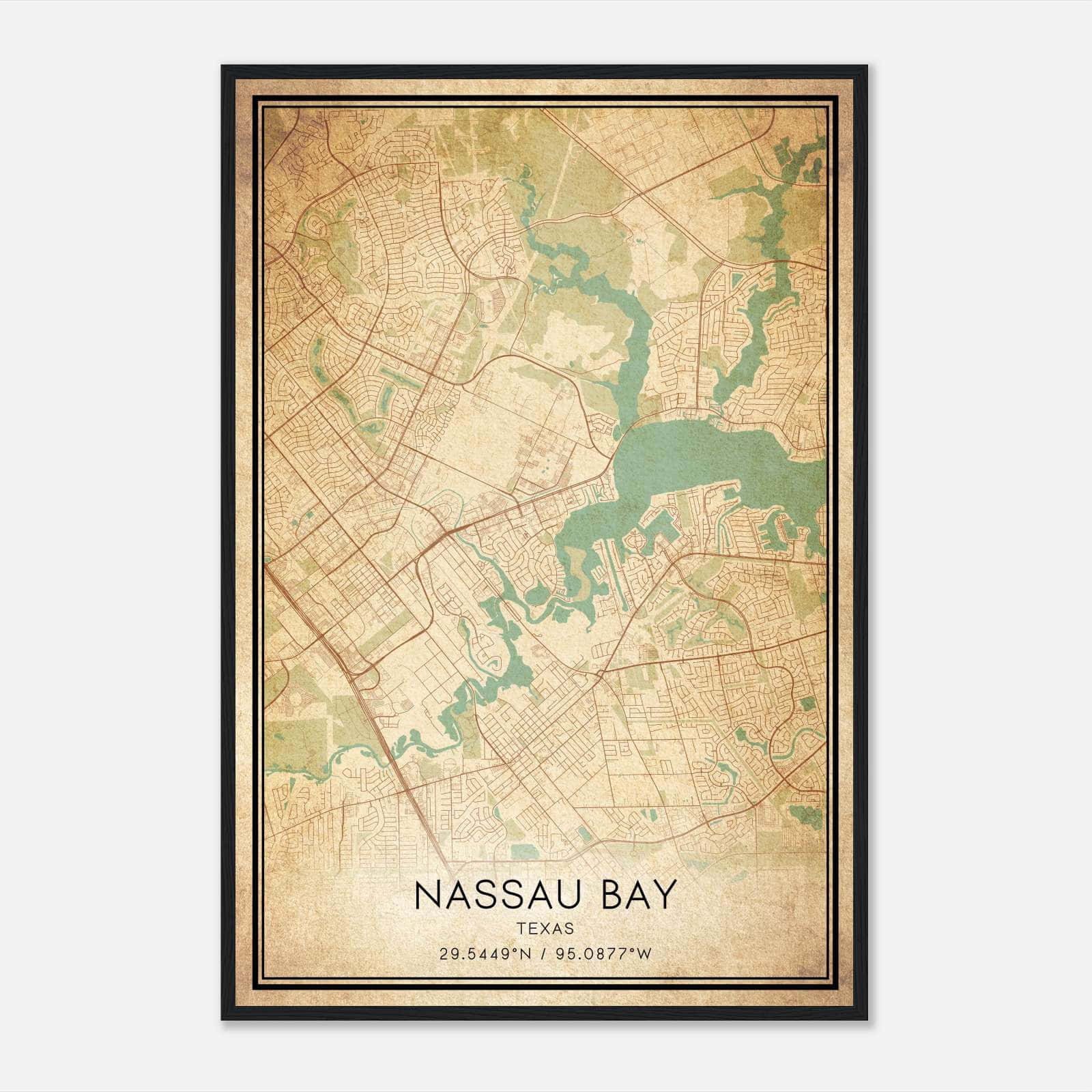 Vintage Nassau Bay Texas Map Poster, Nassau Bay TX City Road Wall Art Print Vintage Nassau Bay Texas Map Poster, Nassau Bay TX City Road Wall Art Print