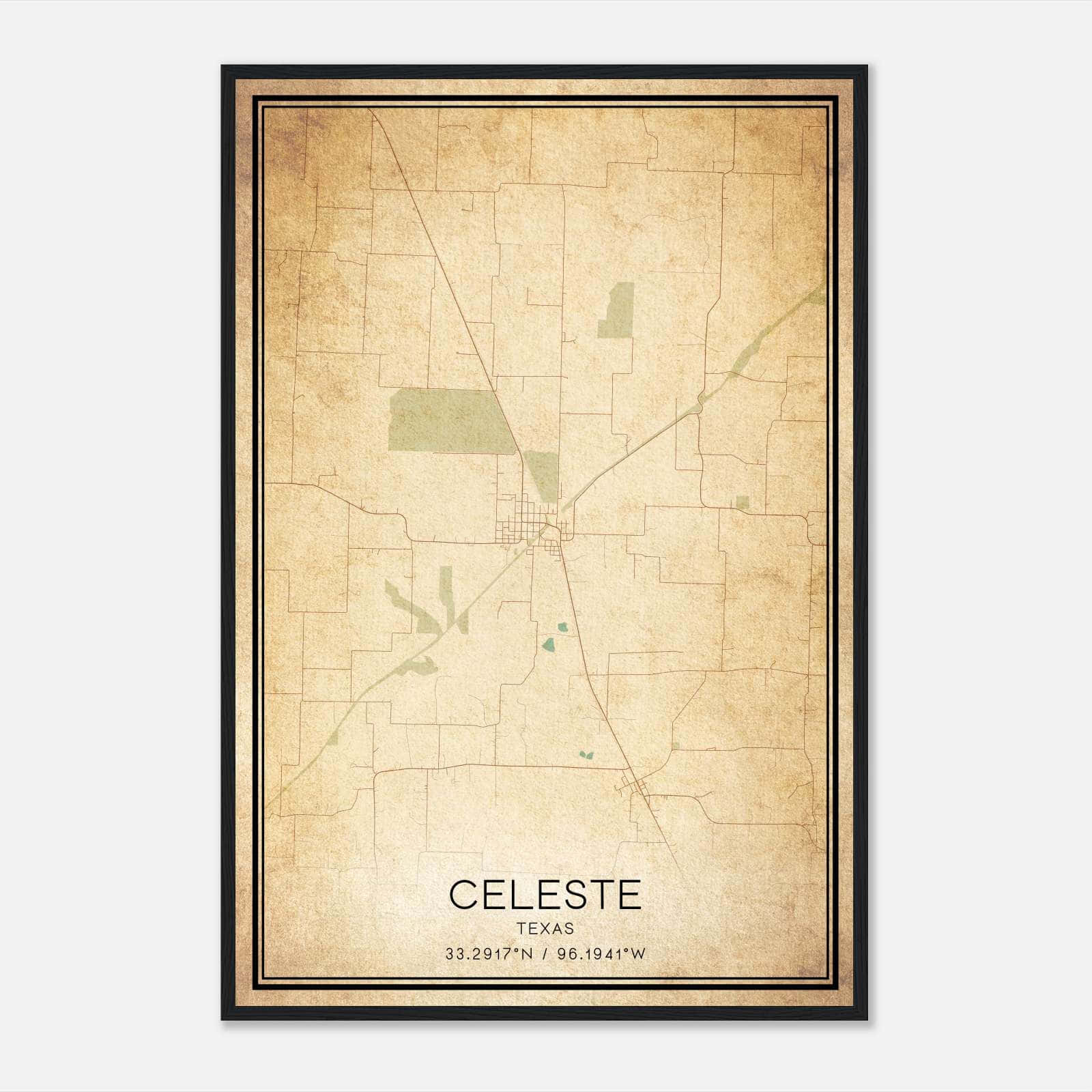 Vintage Celeste Texas Map Poster, Celeste TX City Road Wall Art Print Vintage Celeste Texas Map Poster, Celeste TX City Road Wall Art Print