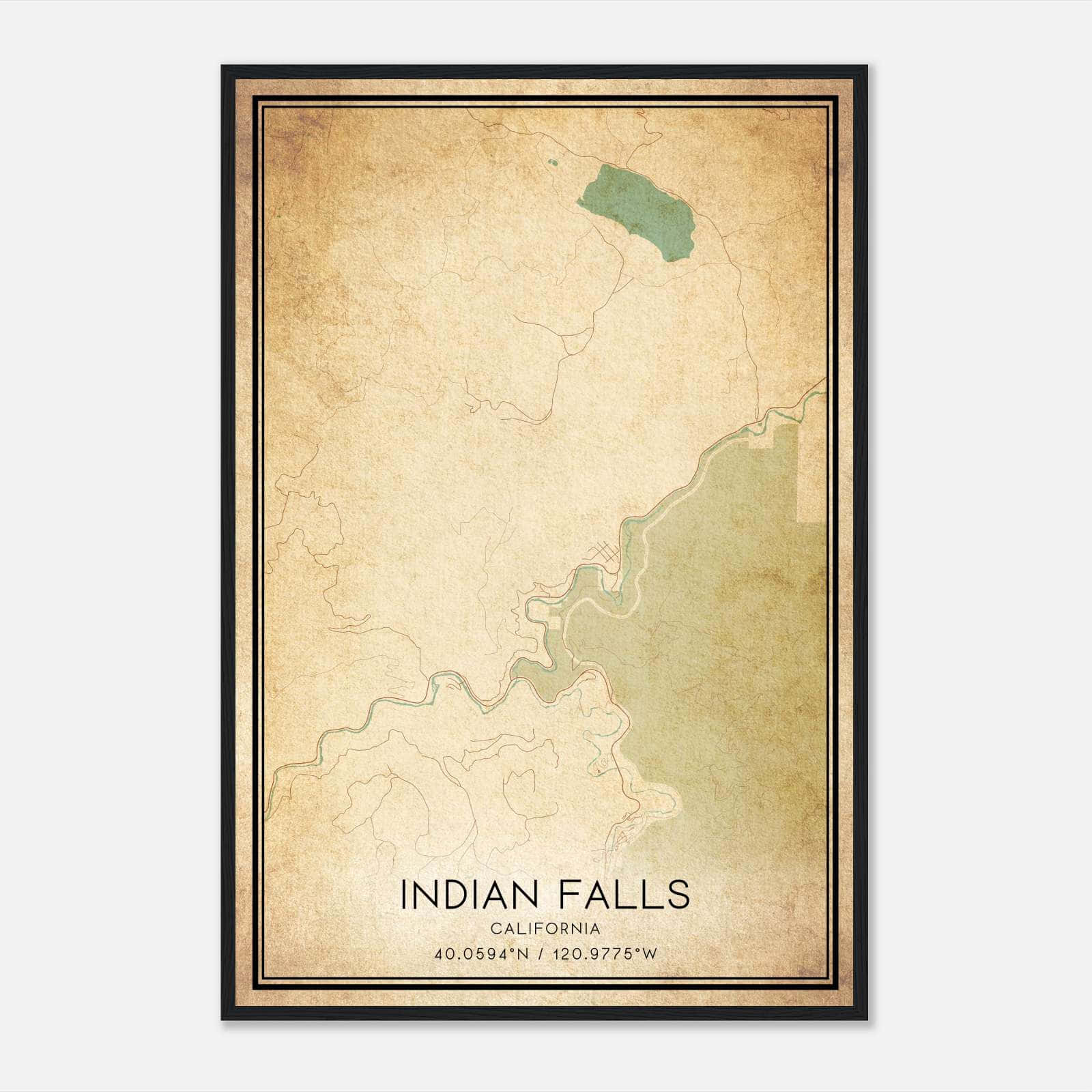 Vintage Indian Falls California Map Poster, Indian Falls CA City Road Wall Art Print Vintage Indian Falls California Map Poster, Indian Falls CA City Road Wall Art Print