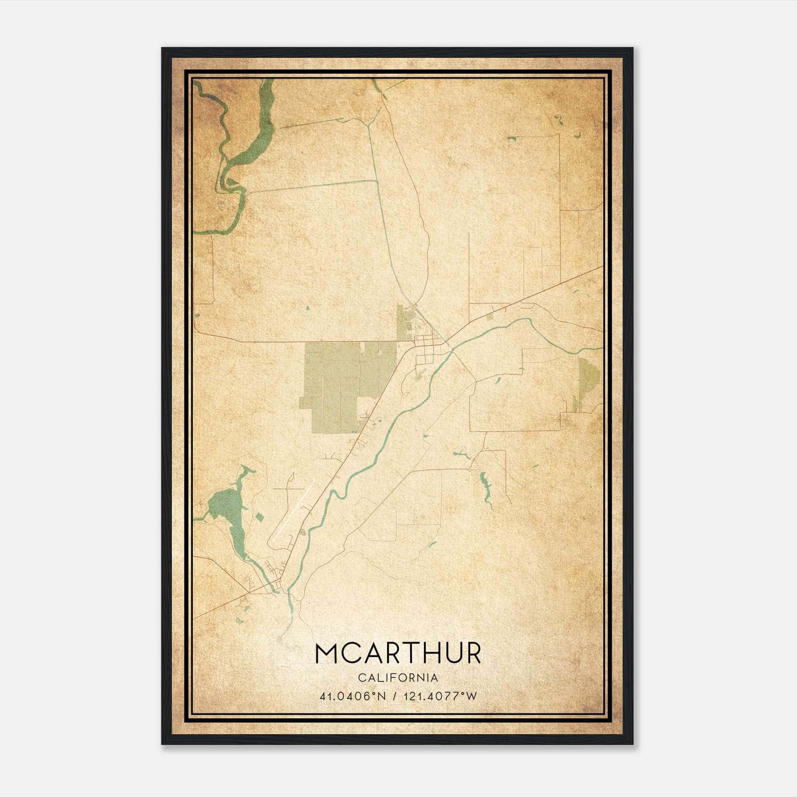 Vintage Mcarthur California Map Poster, Mcarthur CA City Road Wall Art Print Vintage Mcarthur California Map Poster, Mcarthur CA City Road Wall Art Print