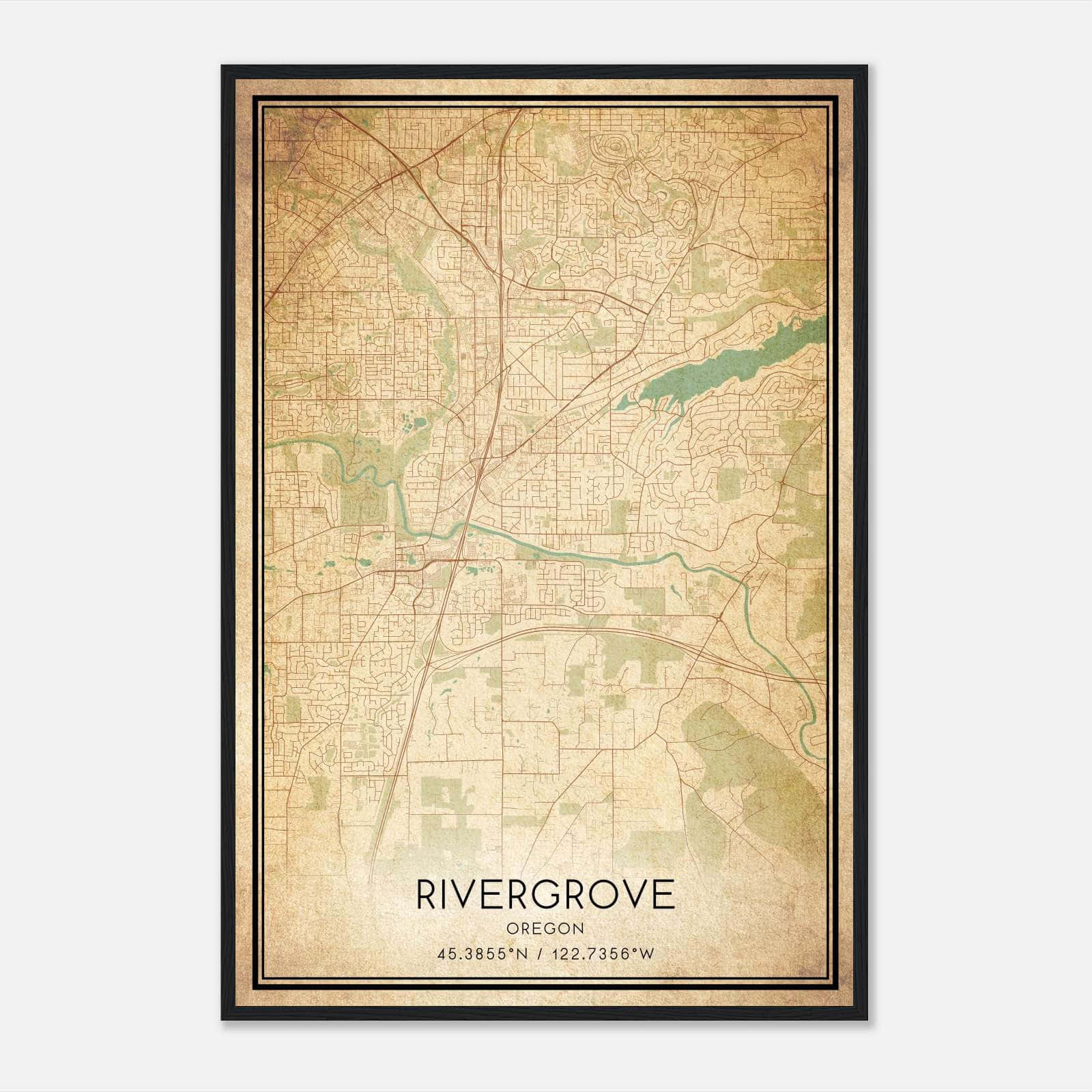 Vintage Rivergrove Oregon Map Poster, Rivergrove OR City Road Wall Art Print Vintage Rivergrove Oregon Map Poster, Rivergrove OR City Road Wall Art Print