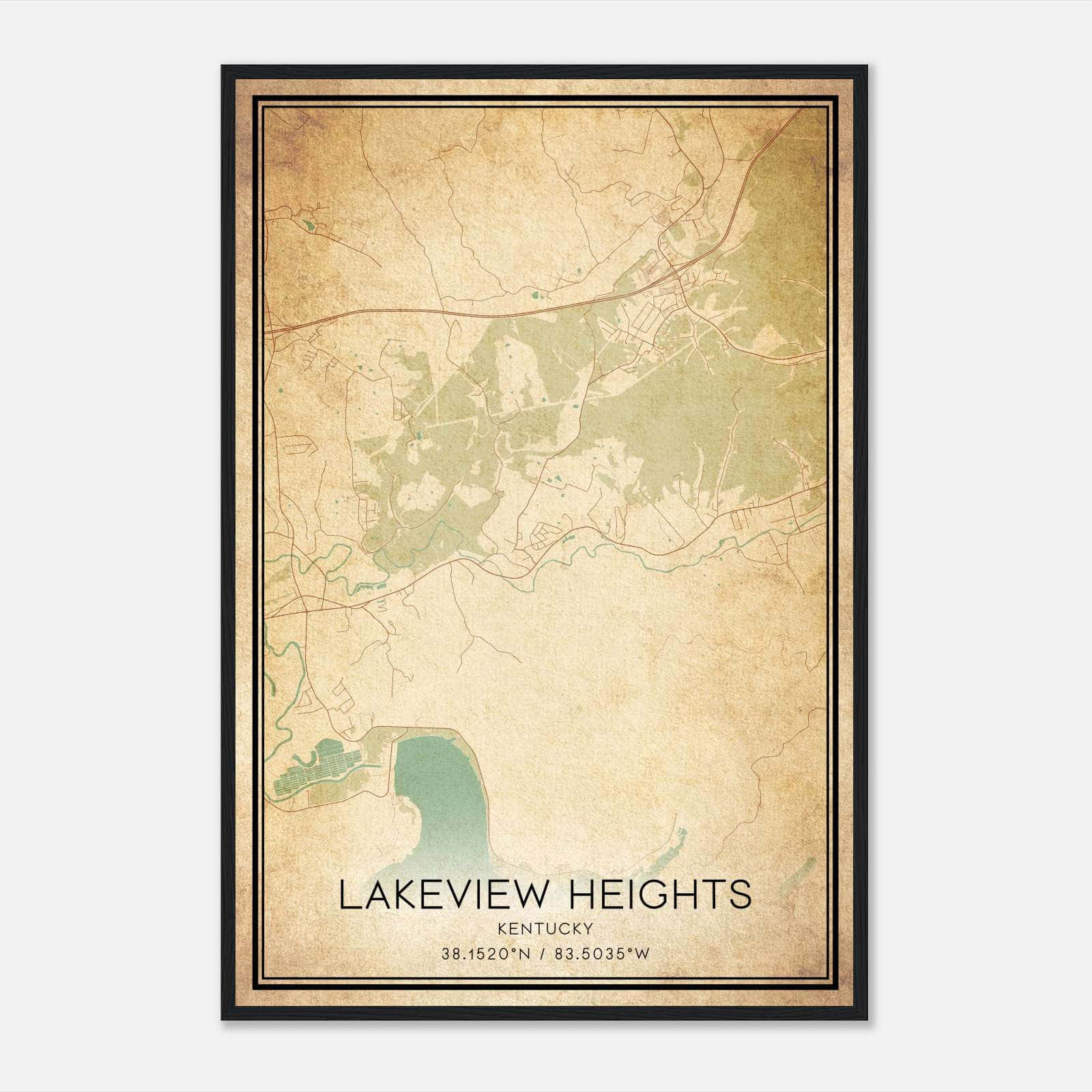 Vintage Lakeview Heights Kentucky Map Poster, Lakeview Heights KY City Road Wall Art Print Vintage Lakeview Heights Kentucky Map Poster, Lakeview Heights KY City Road Wall Art Print