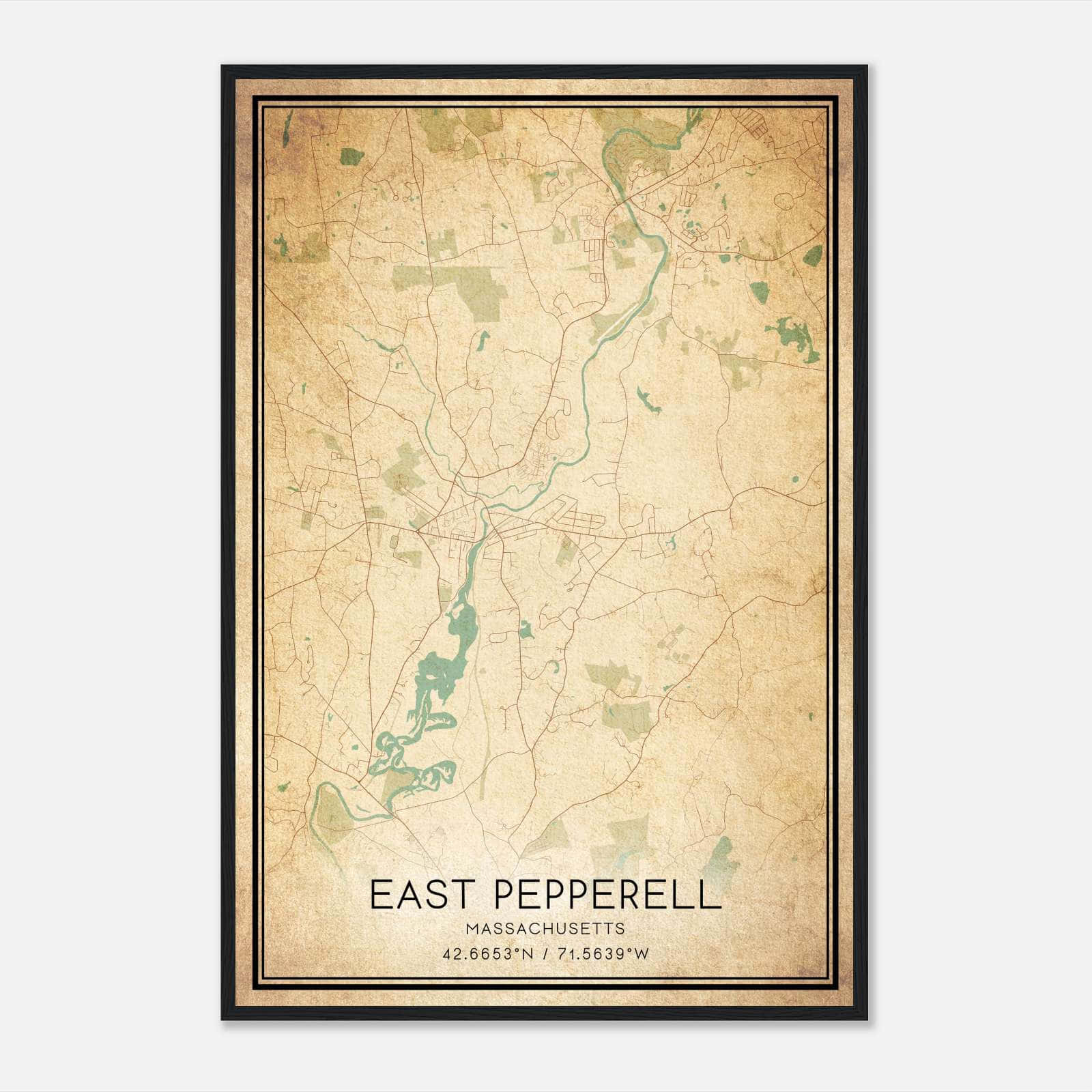 Vintage East Pepperell Massachusetts Map Poster, East Pepperell MA City Road Wall Art Print Vintage East Pepperell Massachusetts Map Poster, East Pepperell MA City Road Wall Art Print