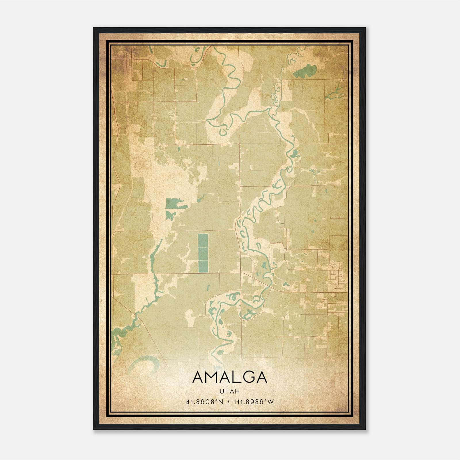 Vintage Amalga Utah Map Poster, Amalga UT City Road Wall Art Print Vintage Amalga Utah Map Poster, Amalga UT City Road Wall Art Print