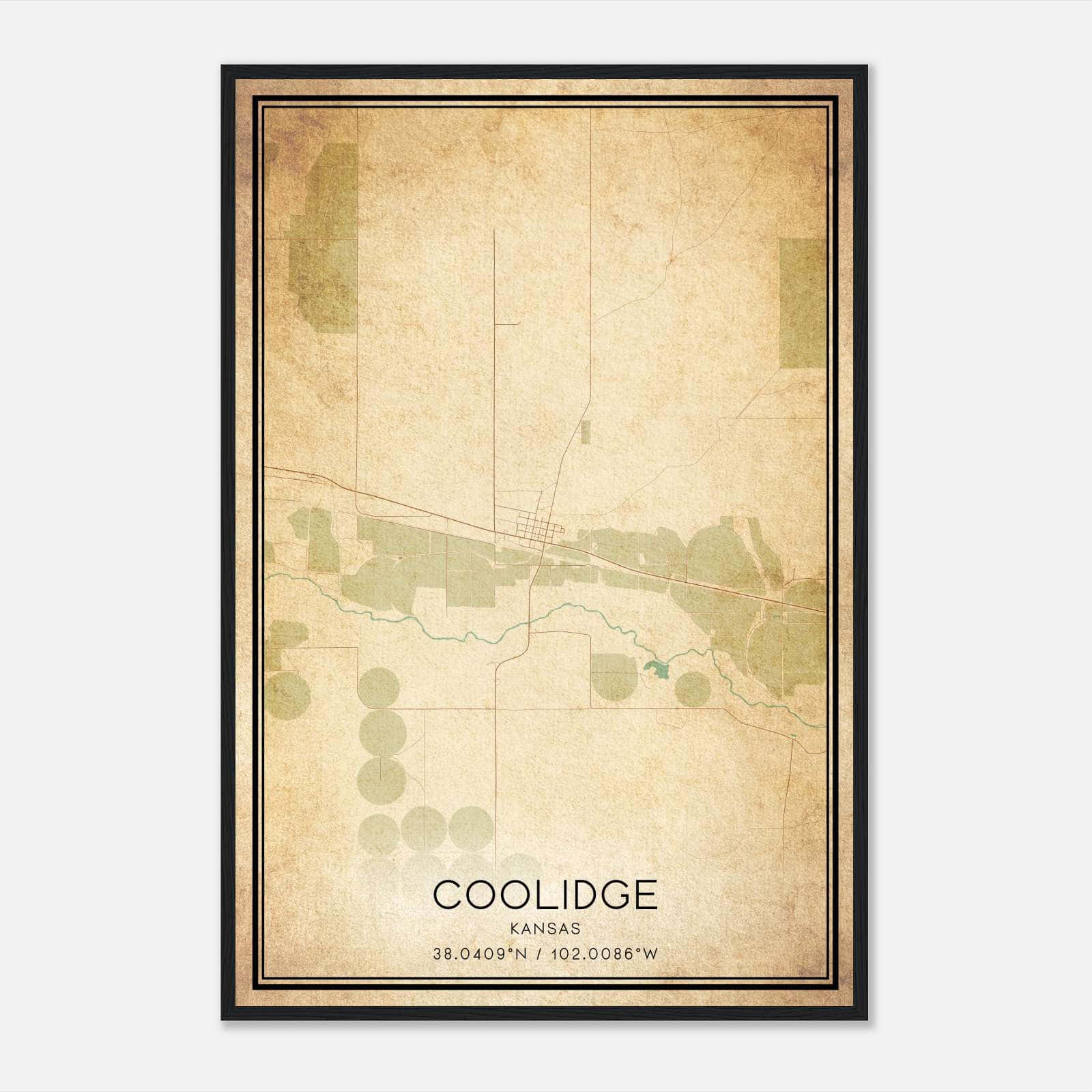Vintage Coolidge Kansas Map Poster, Coolidge KS City Road Wall Art Print Vintage Coolidge Kansas Map Poster, Coolidge KS City Road Wall Art Print