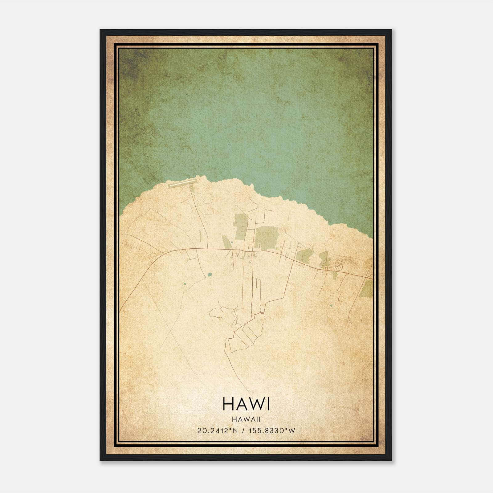 Vintage Hawi Hawaii Map Poster, Hawi HI City Road Wall Art Print Vintage Hawi Hawaii Map Poster, Hawi HI City Road Wall Art Print