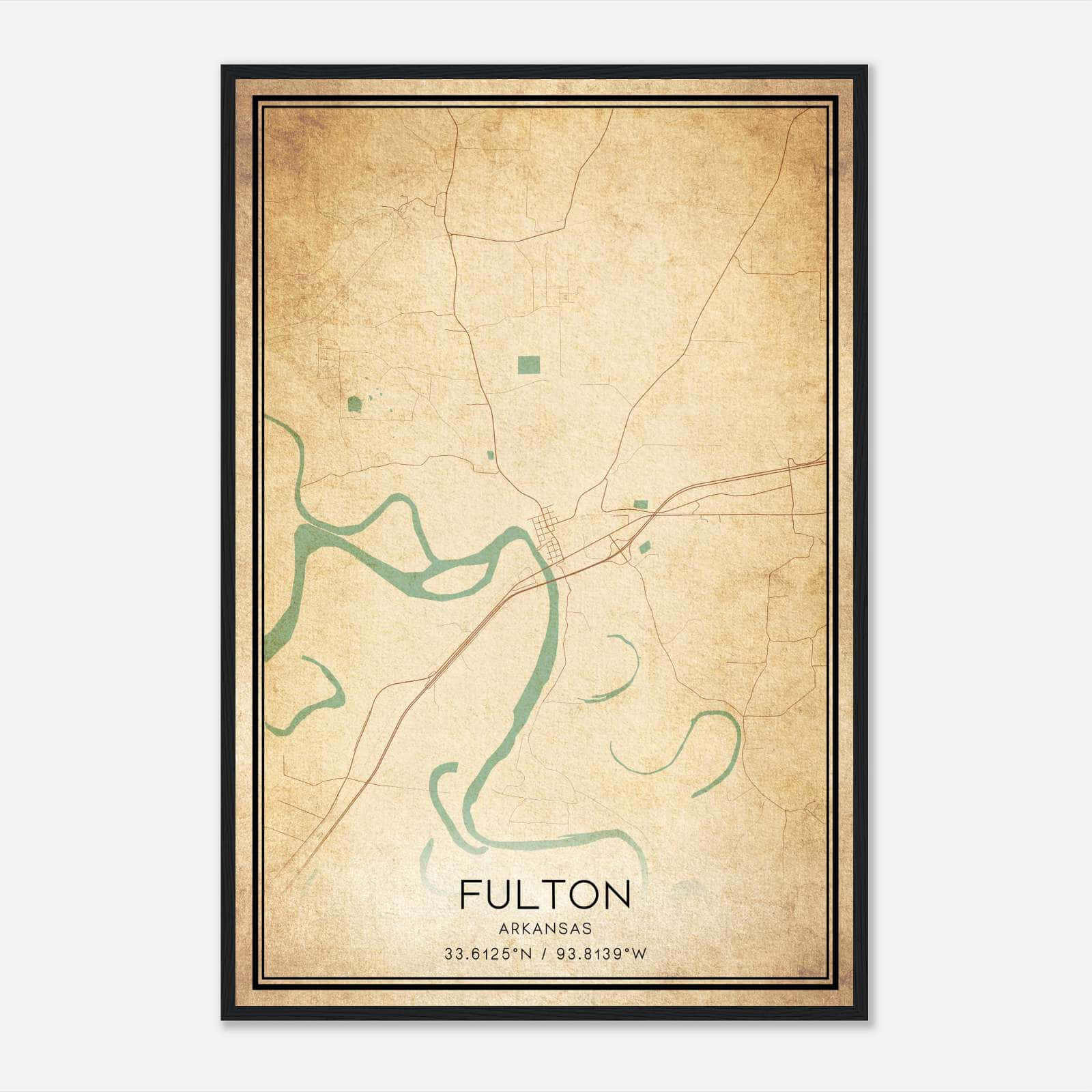 Vintage Fulton Arkansas Map Poster, Fulton AR City Road Wall Art Print Vintage Fulton Arkansas Map Poster, Fulton AR City Road Wall Art Print