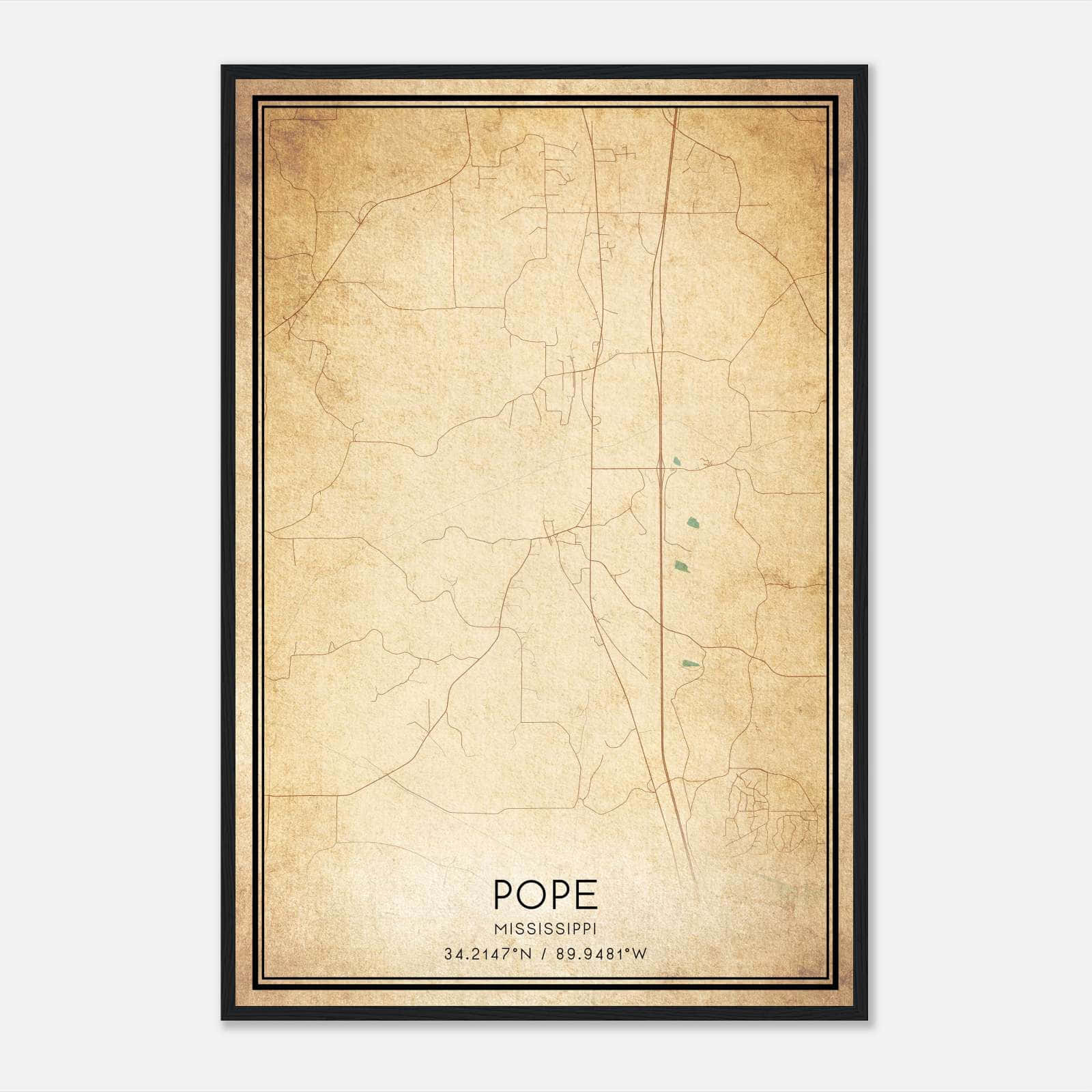Vintage Pope Mississippi Map Poster, Pope MS City Road Wall Art Print Vintage Pope Mississippi Map Poster, Pope MS City Road Wall Art Print