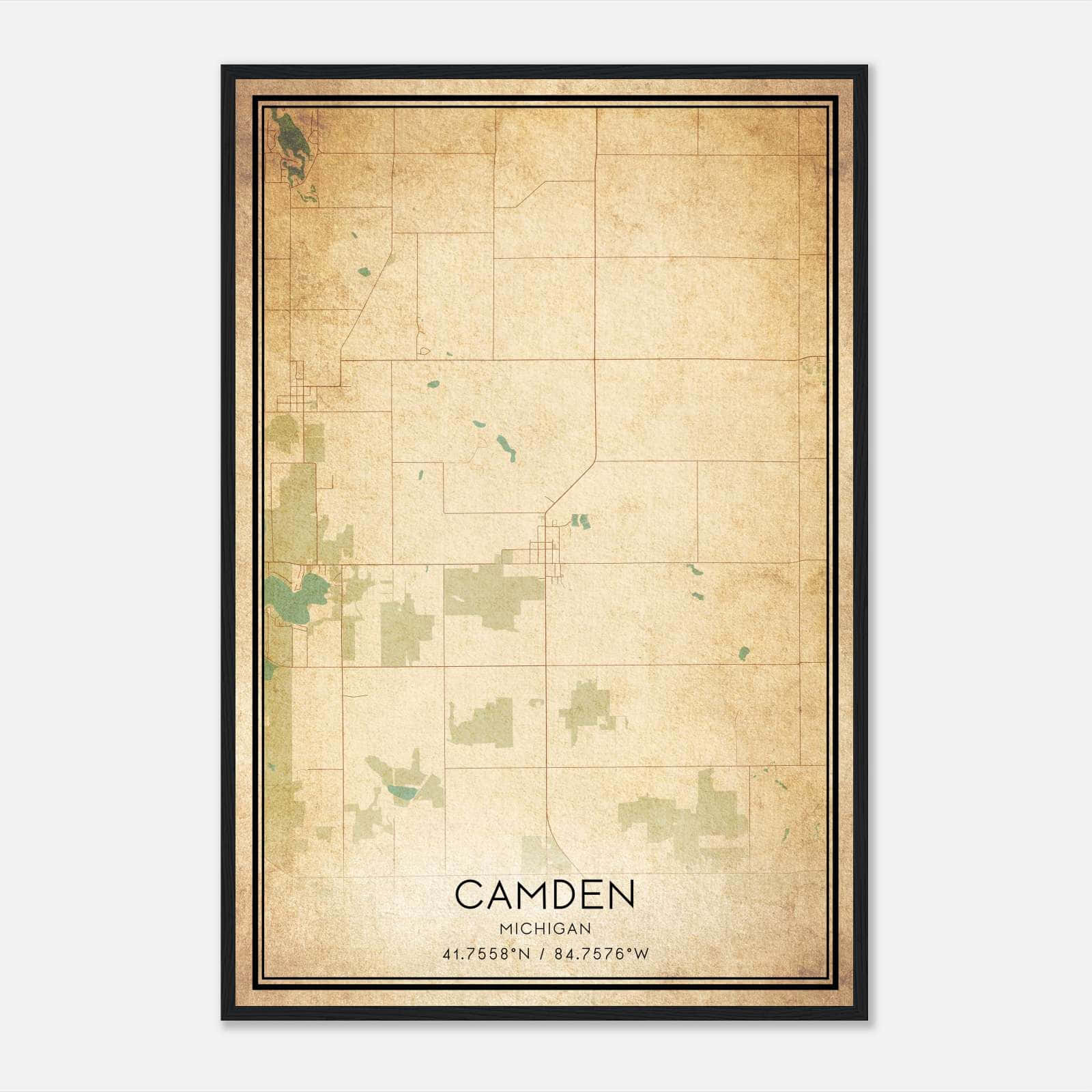 Vintage Camden Michigan Map Poster, Camden MI City Road Wall Art Print Vintage Camden Michigan Map Poster, Camden MI City Road Wall Art Print